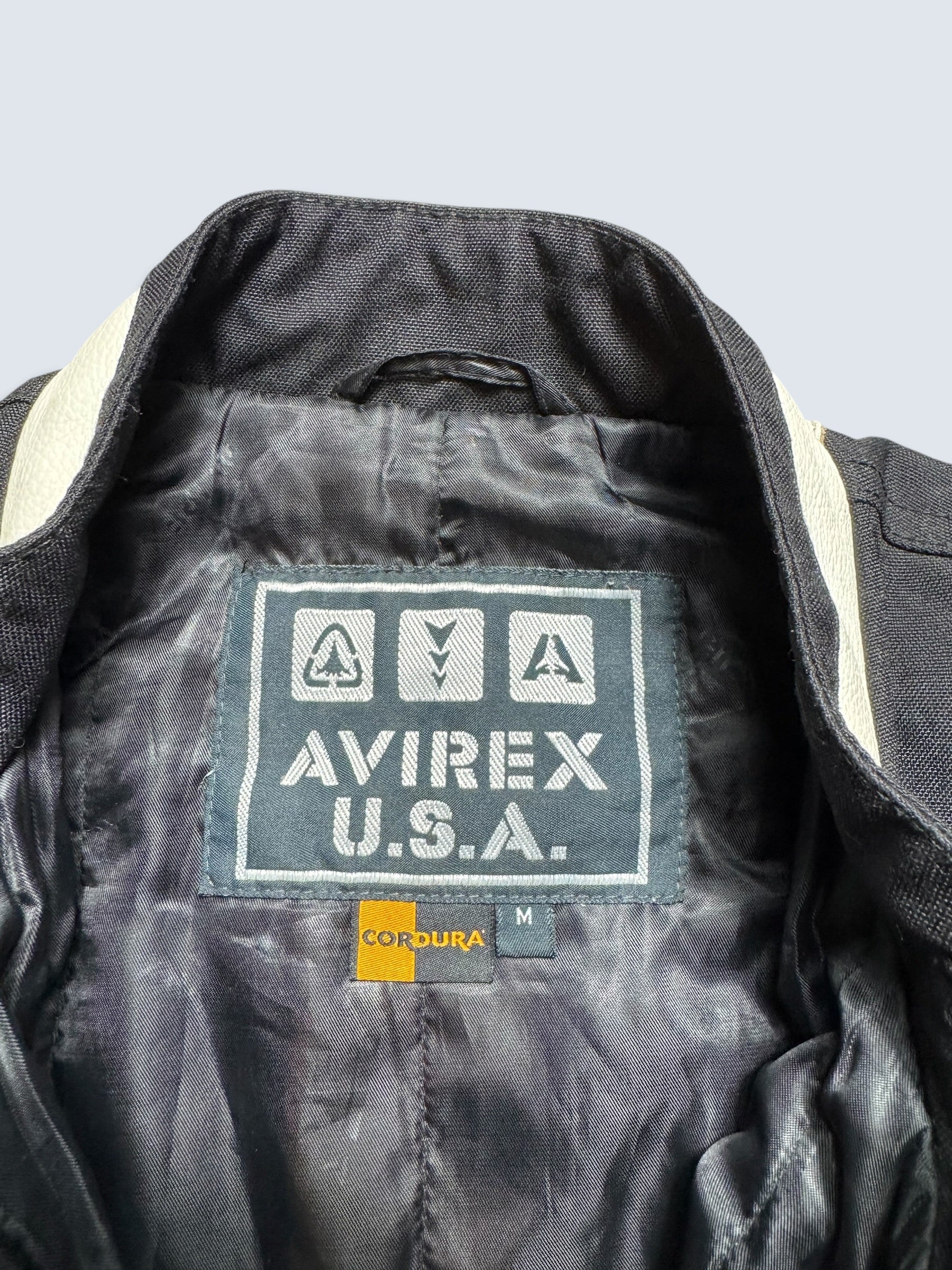 Jacket racing motorcycle Avirex usa cordura & leather black white vintage 00’s - S