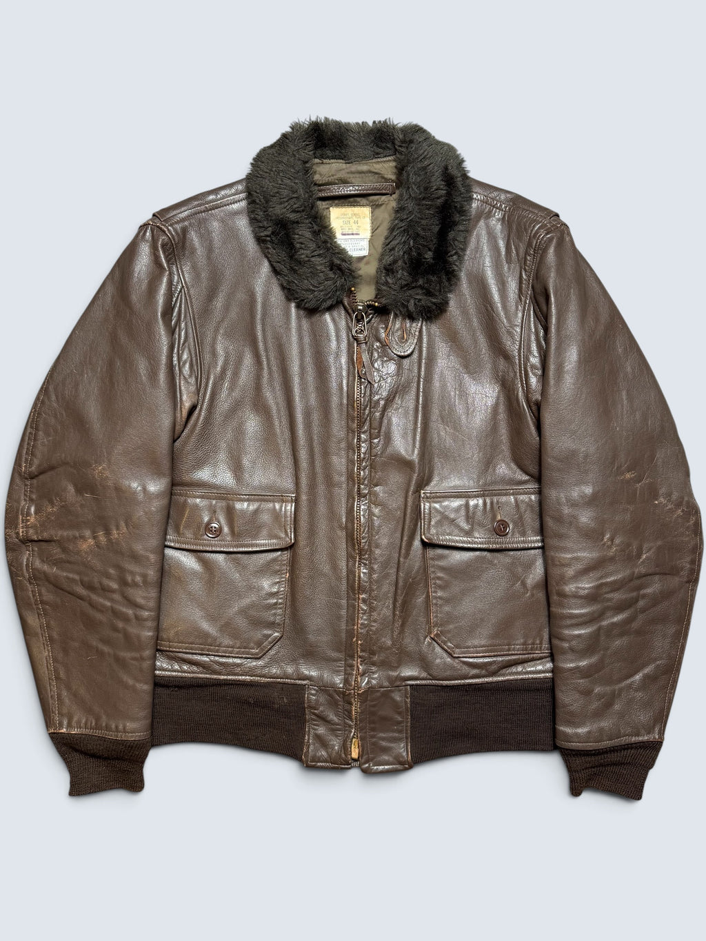 Jacket cuir goatskin flight G-1 original US Navy Brill Bros 1975 Vietnam Era - 44 (XL)