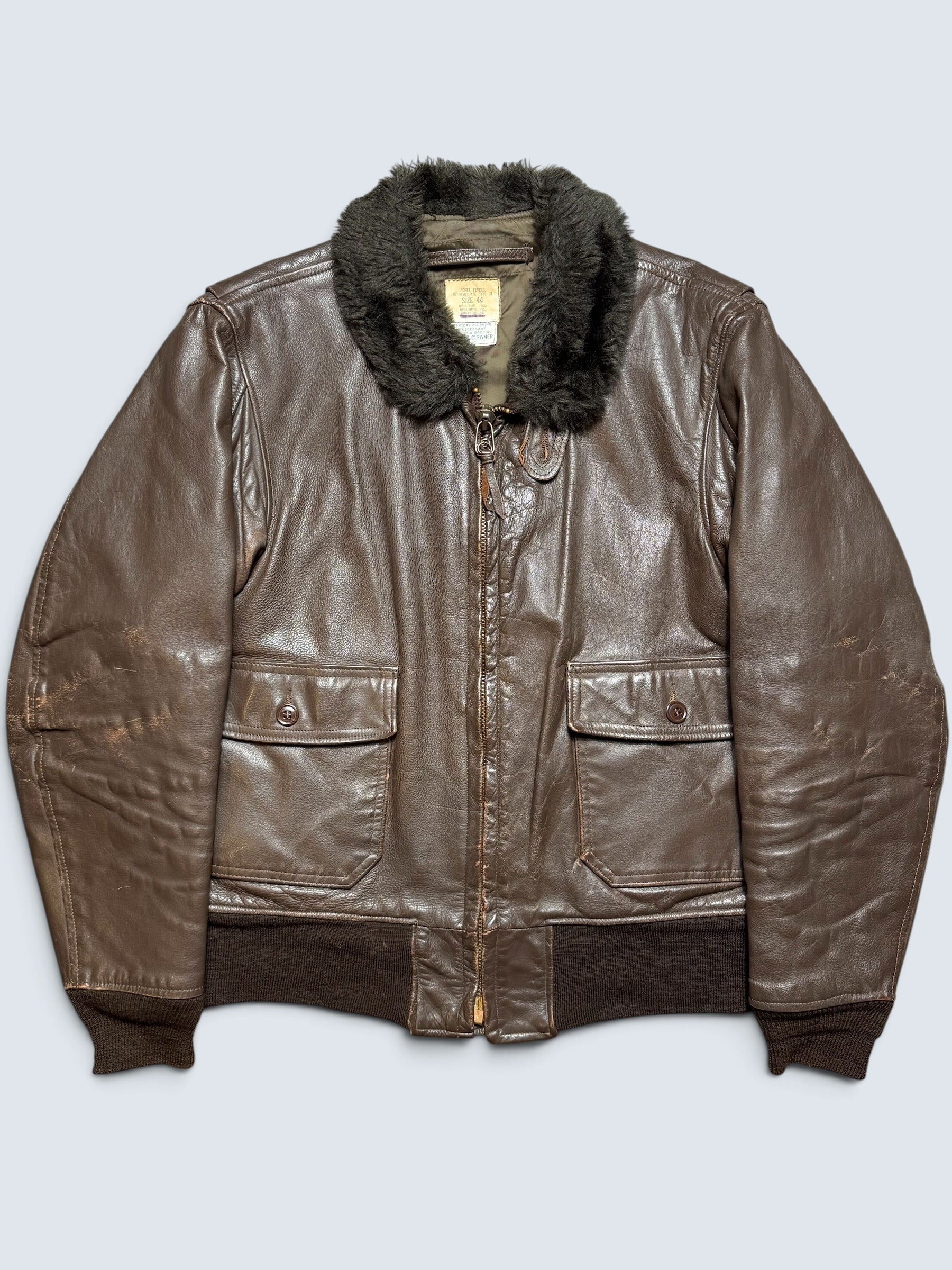 Jacket cuir goatskin flight G-1 original US Navy Brill Bros 1975 Vietnam Era - 44 (XL)