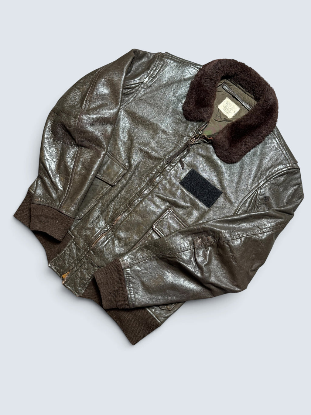 Jacket cuir goatskin flight G-1 original US Navy Ralph Edwards 1984 Cold War Era - 40 (M/L)