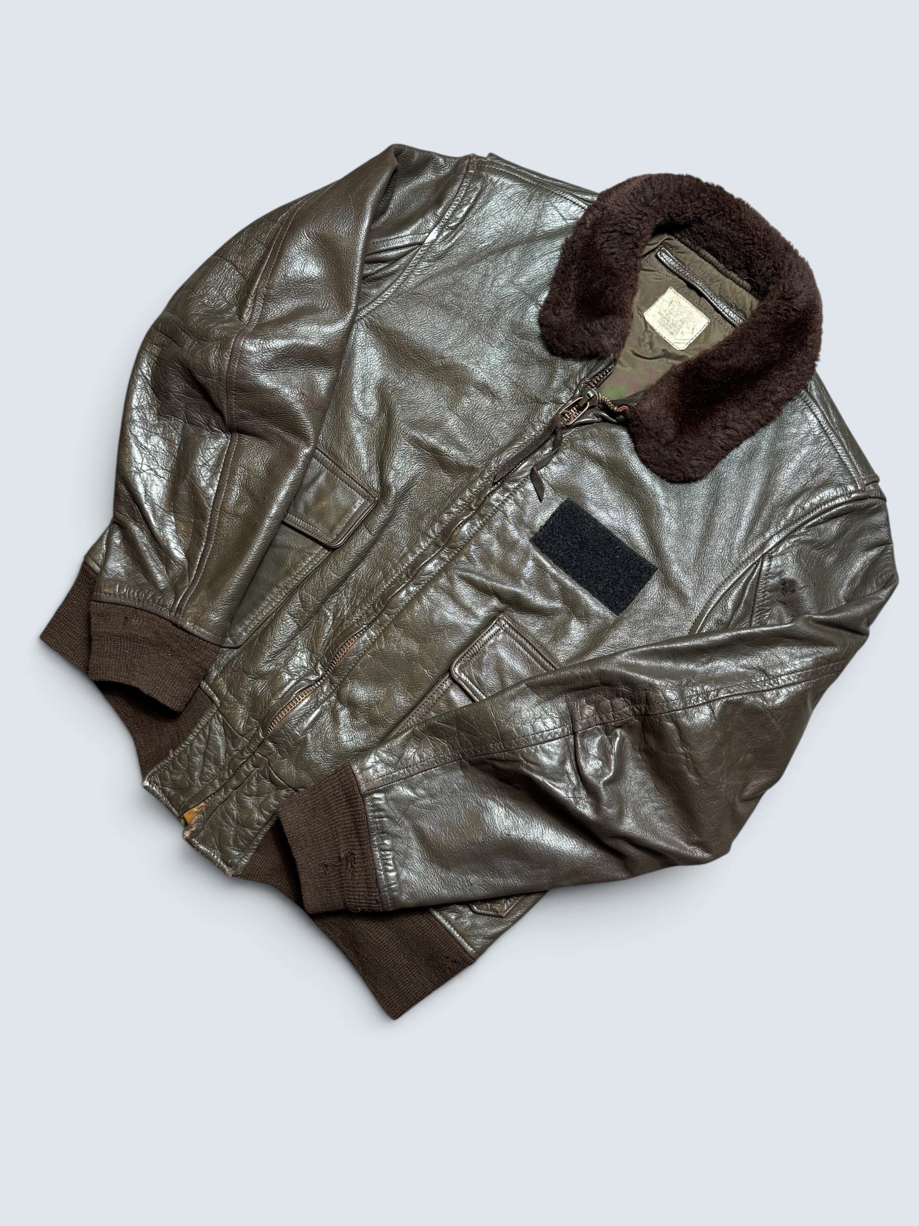 Jacket cuir goatskin flight G-1 original US Navy Ralph Edwards 1984 Cold War Era - 40 (M/L)
