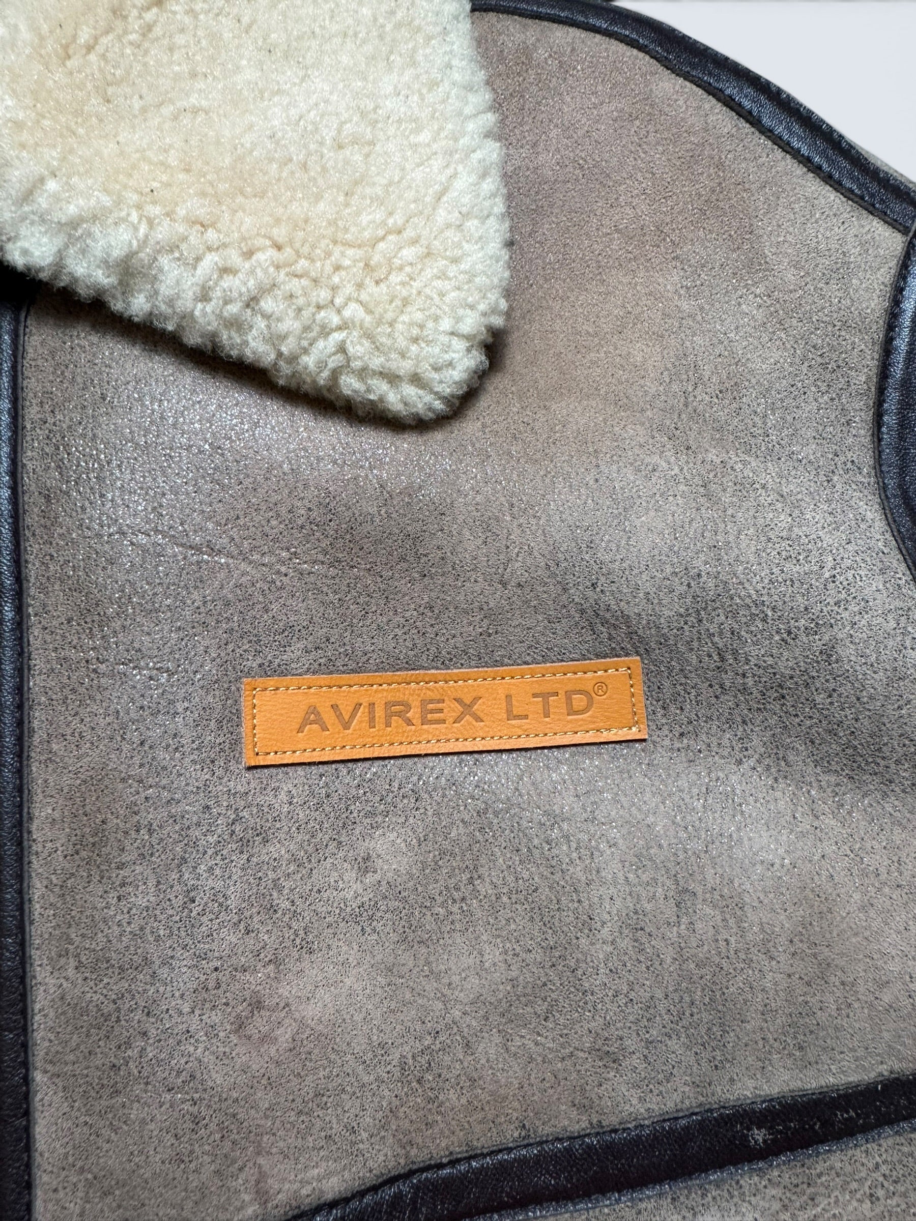 Jacket cuir flight shearling Irvin Avirex made in USA RAF grey vintage 80’s - 40 (L)