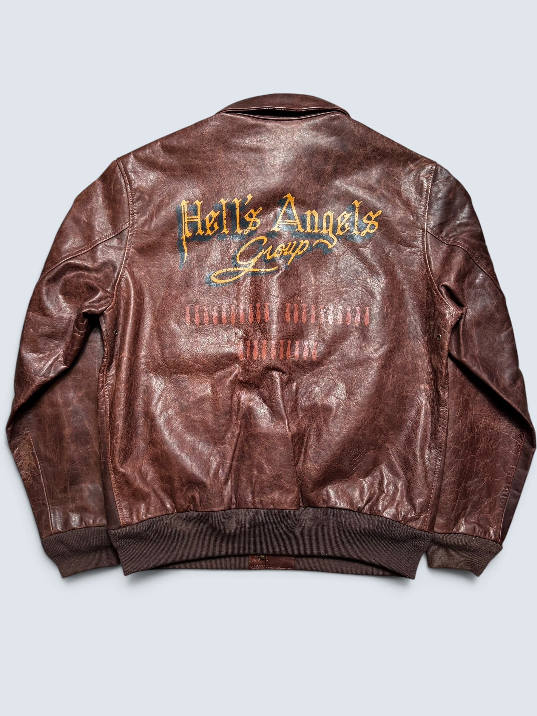 Jacket cuir horsehide flight A-2 Curphey Leather Hell's Angels patch & nose art usaf brown - 42 (L)