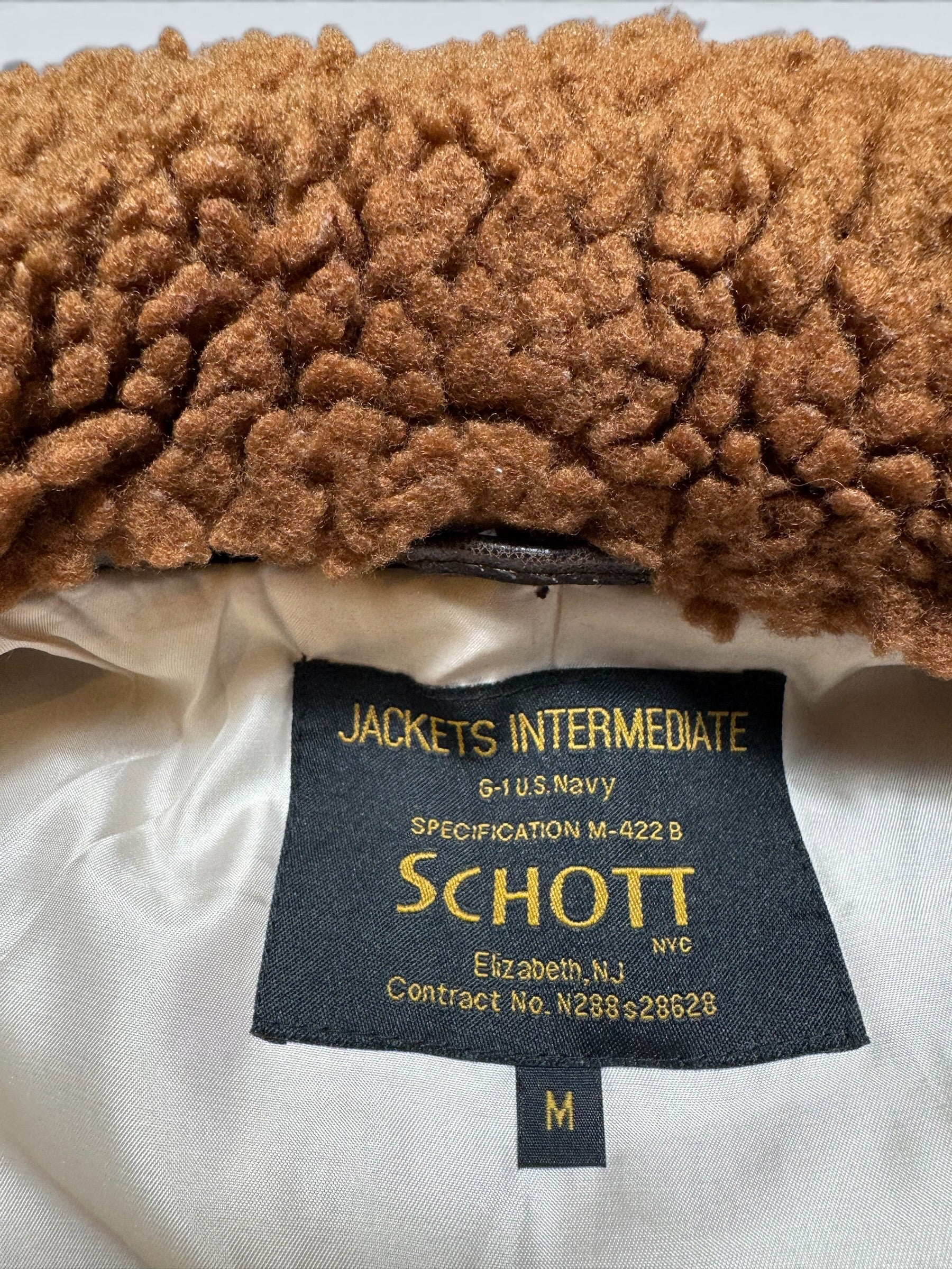 Jacket cuir lambskin flight G-1 Schott NYC Wings Of Gold Top Gun usn full patch nose art black - M (XL)