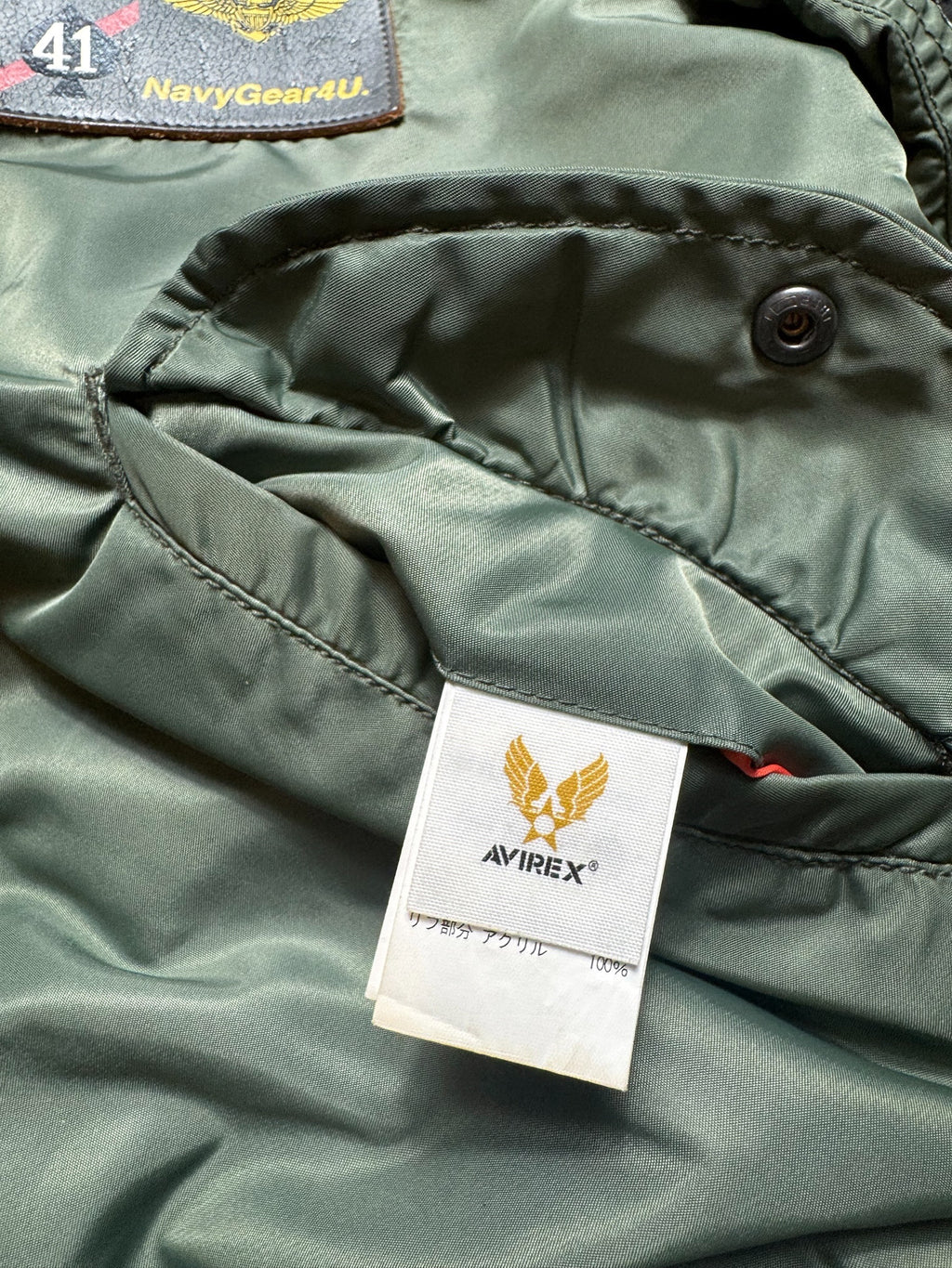 Jacket bomber flight L-2b Avirex ltd top gun usaf full patch kaki vintage 00’s - M