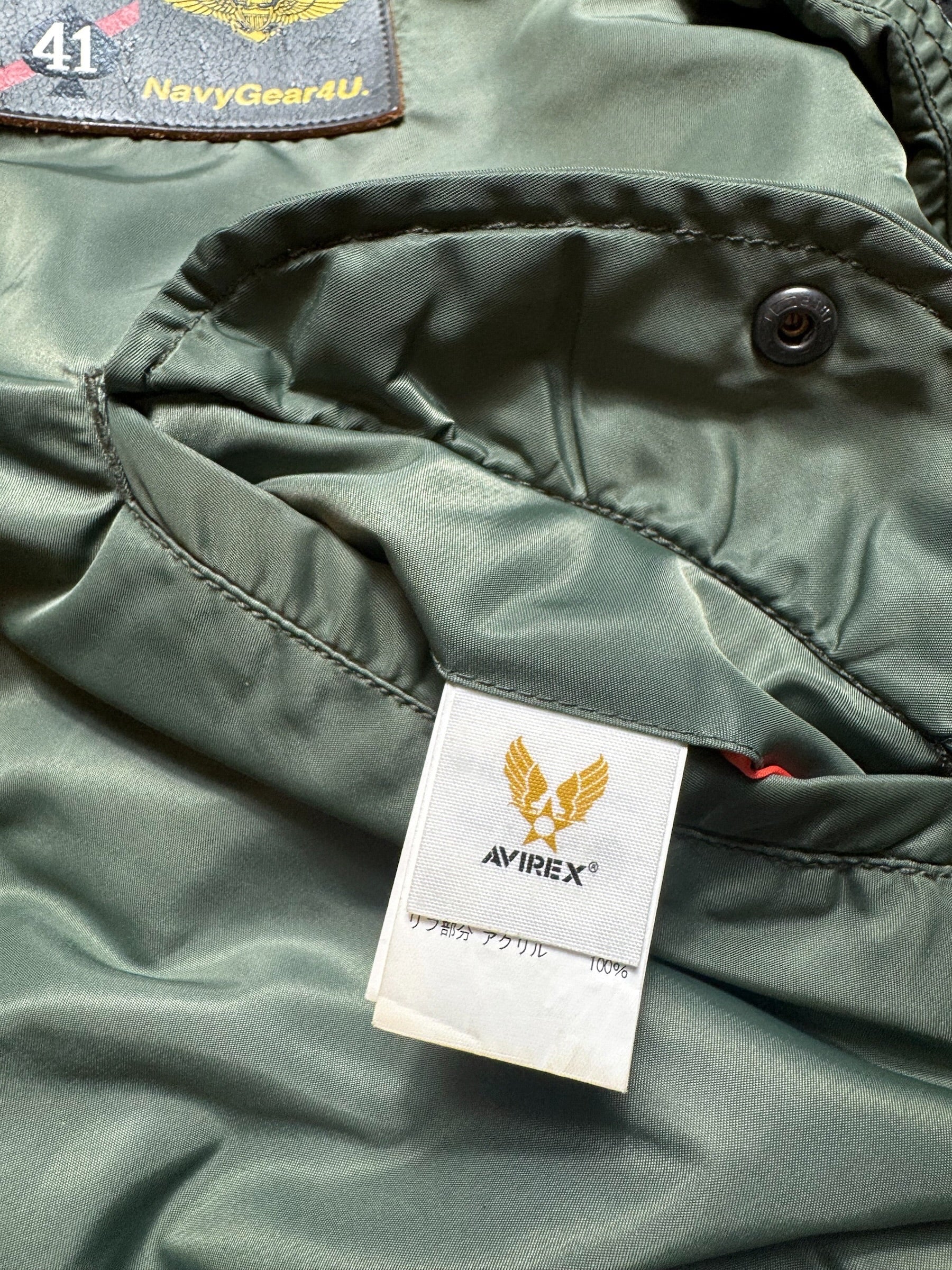 Jacket bomber flight L-2b Avirex ltd top gun usaf full patch kaki vintage 00’s - M