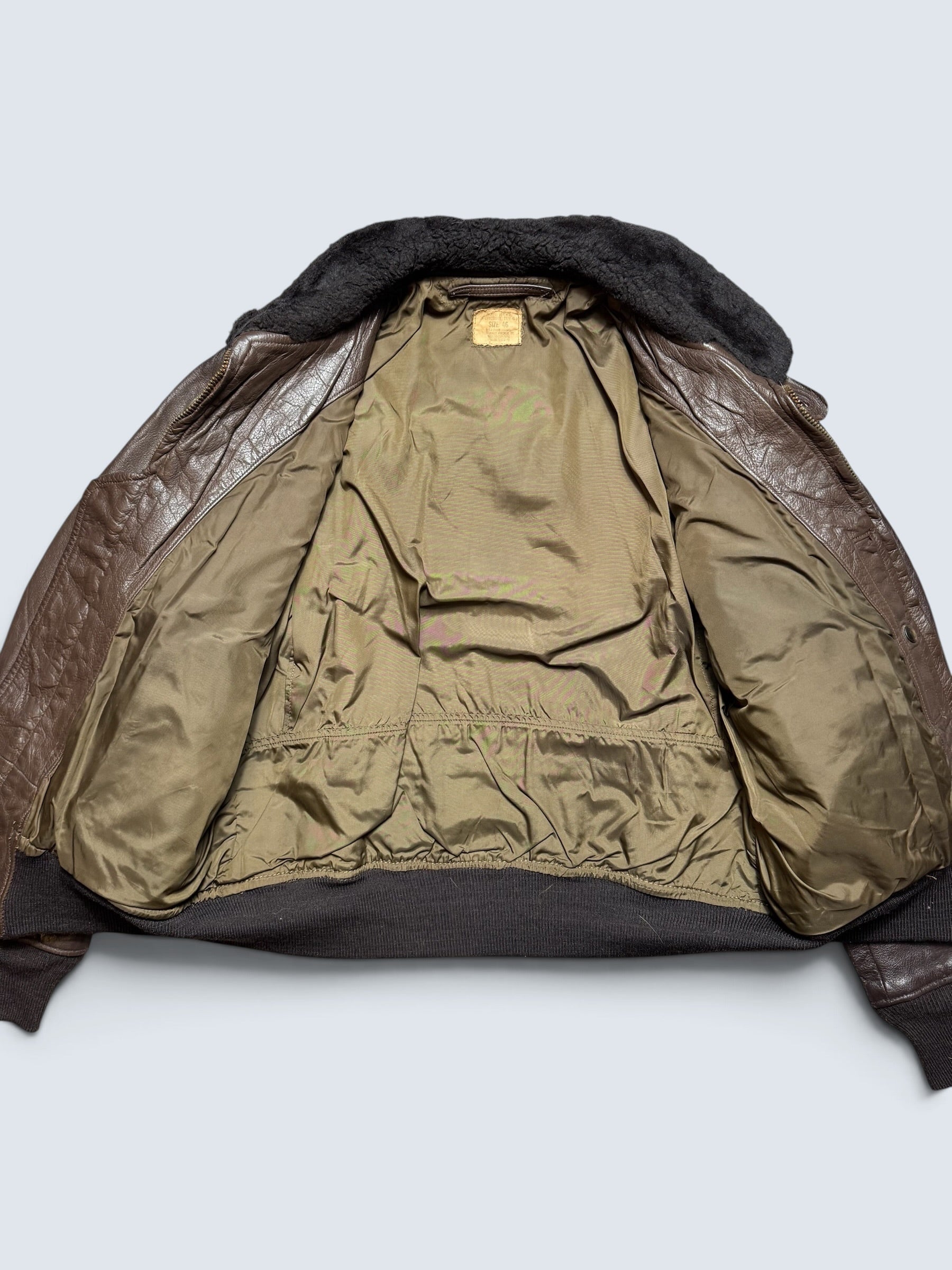Jacket cuir goatskin flight G-1 original US Navy Ralph Edwards 1977 Cold War Era - 46 (XL)