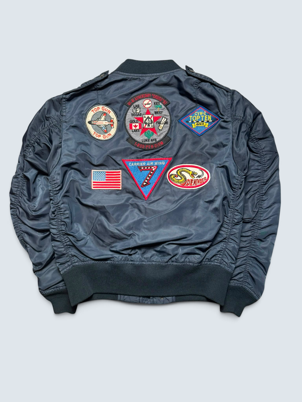 Jacket bomber flight L-2b Avirex ltd Japan exclusive top gun usaf full patch navy 00’s - S/M