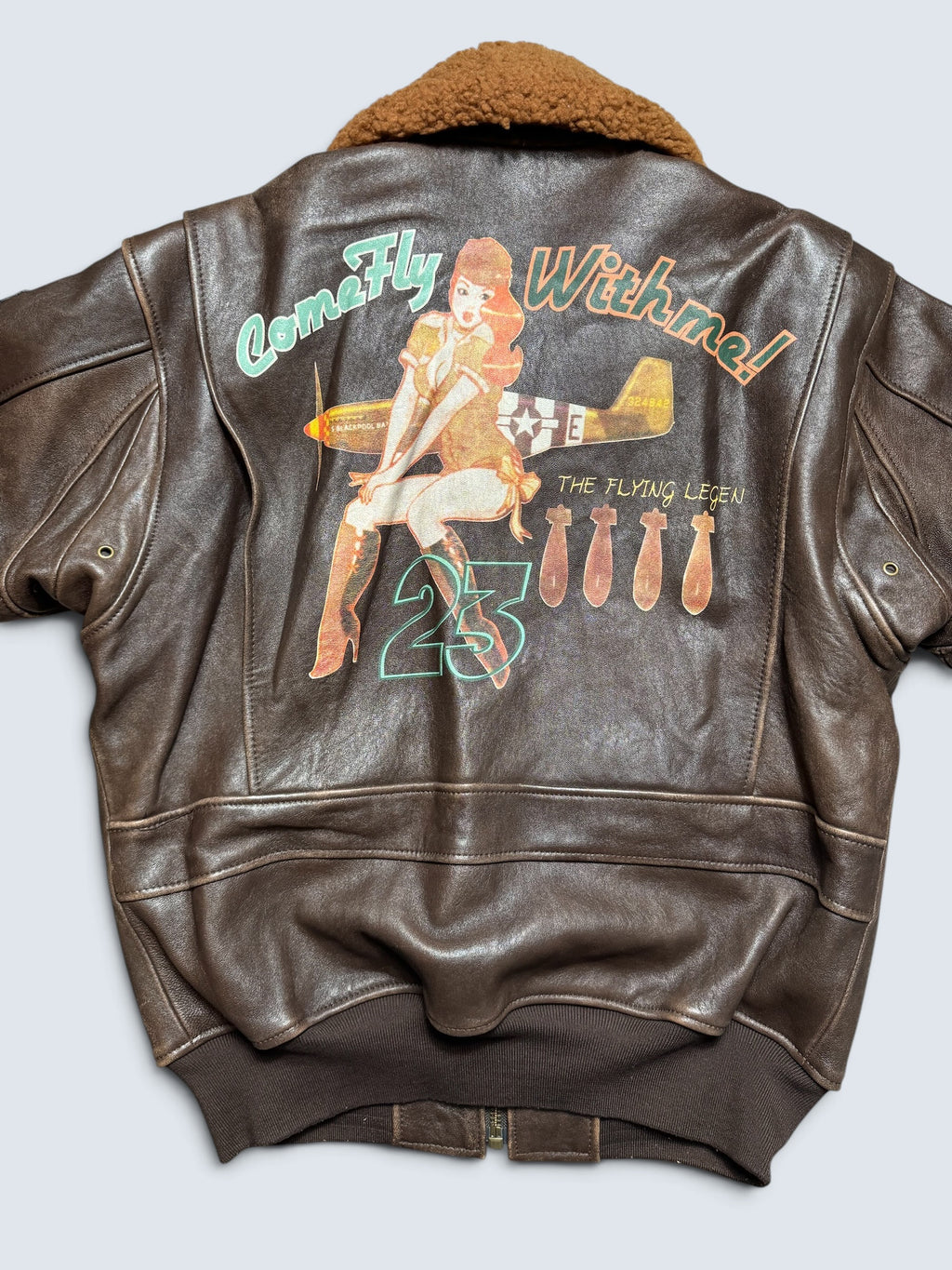 Jacket cuir lambskin flight G-1 Schott NYC Wings Of Gold Top Gun usn full patch nose art black - M (XL)