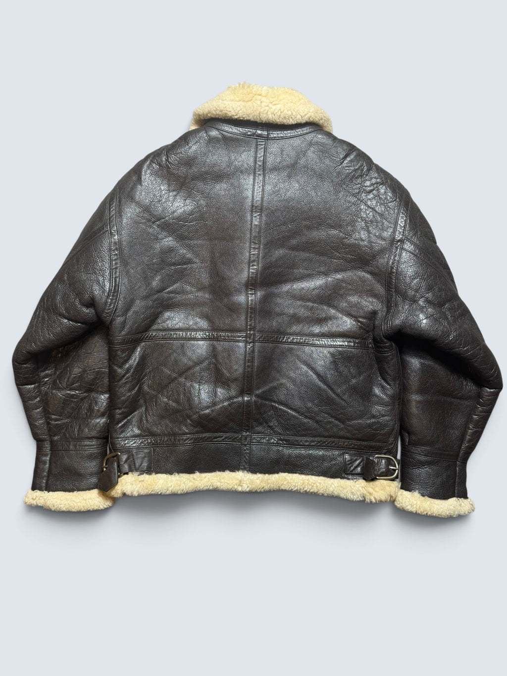 Jacket cuir bomber flight shearling aviator B-3 usaf black vintage 80’s - S/M
