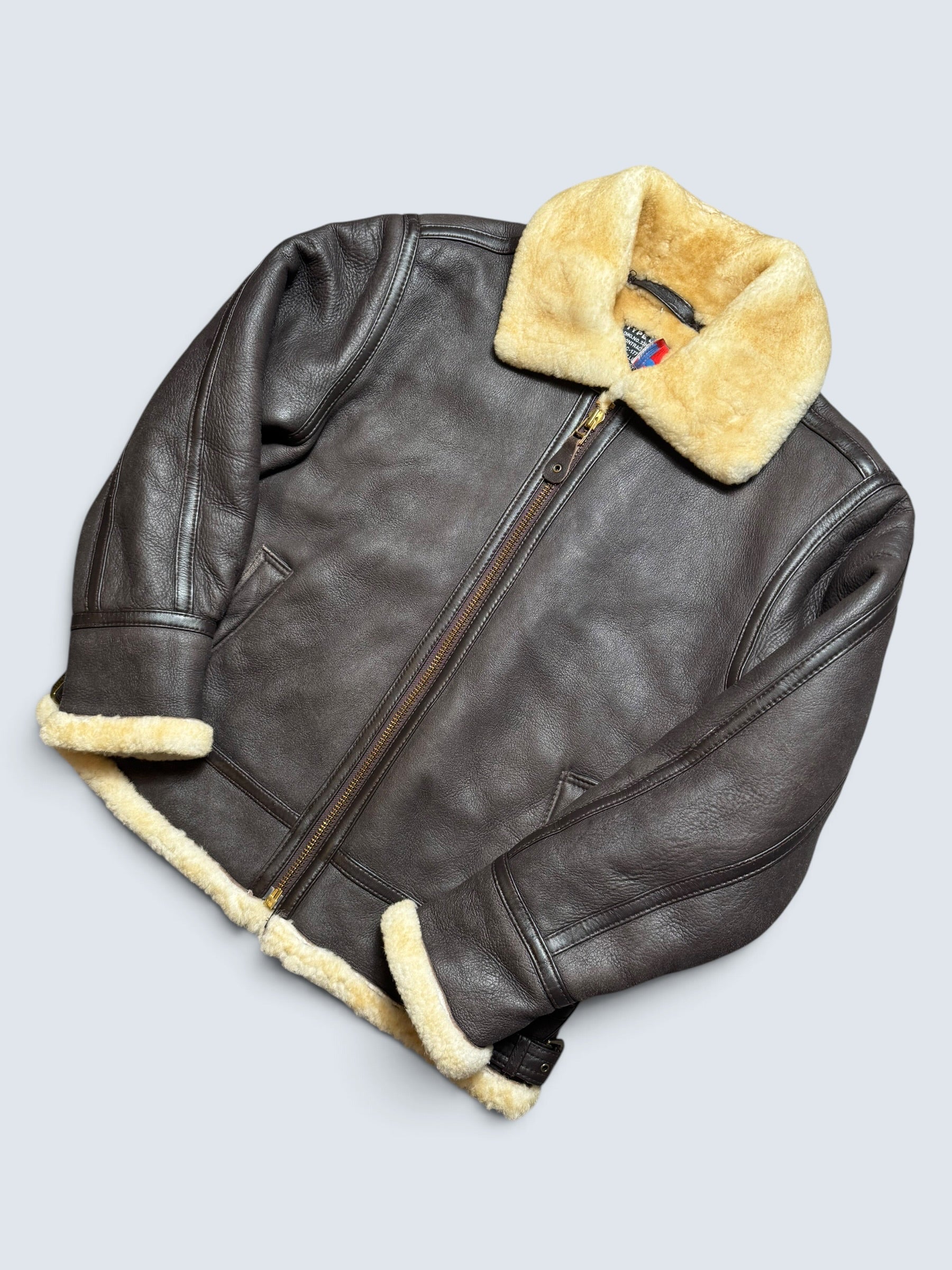 Jacket cuir flight shearling B-3 Avirex made in USA usaf black vintage 80’s - 38 (M)