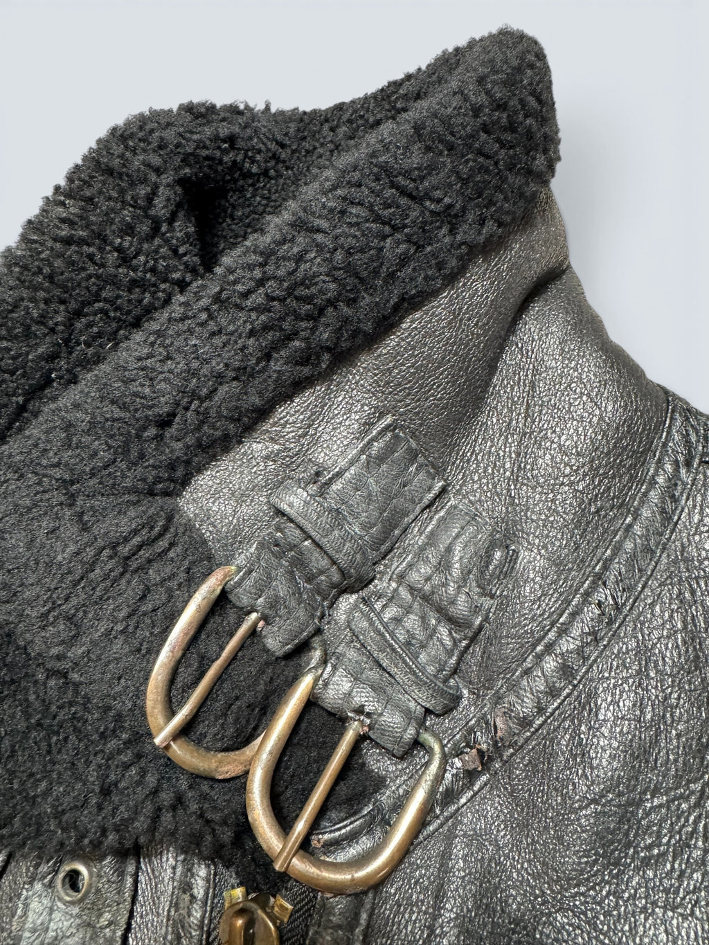 Jacket cuir flight shearling B-3 High Speed Flight Japan usaf black vintage 90’s - L