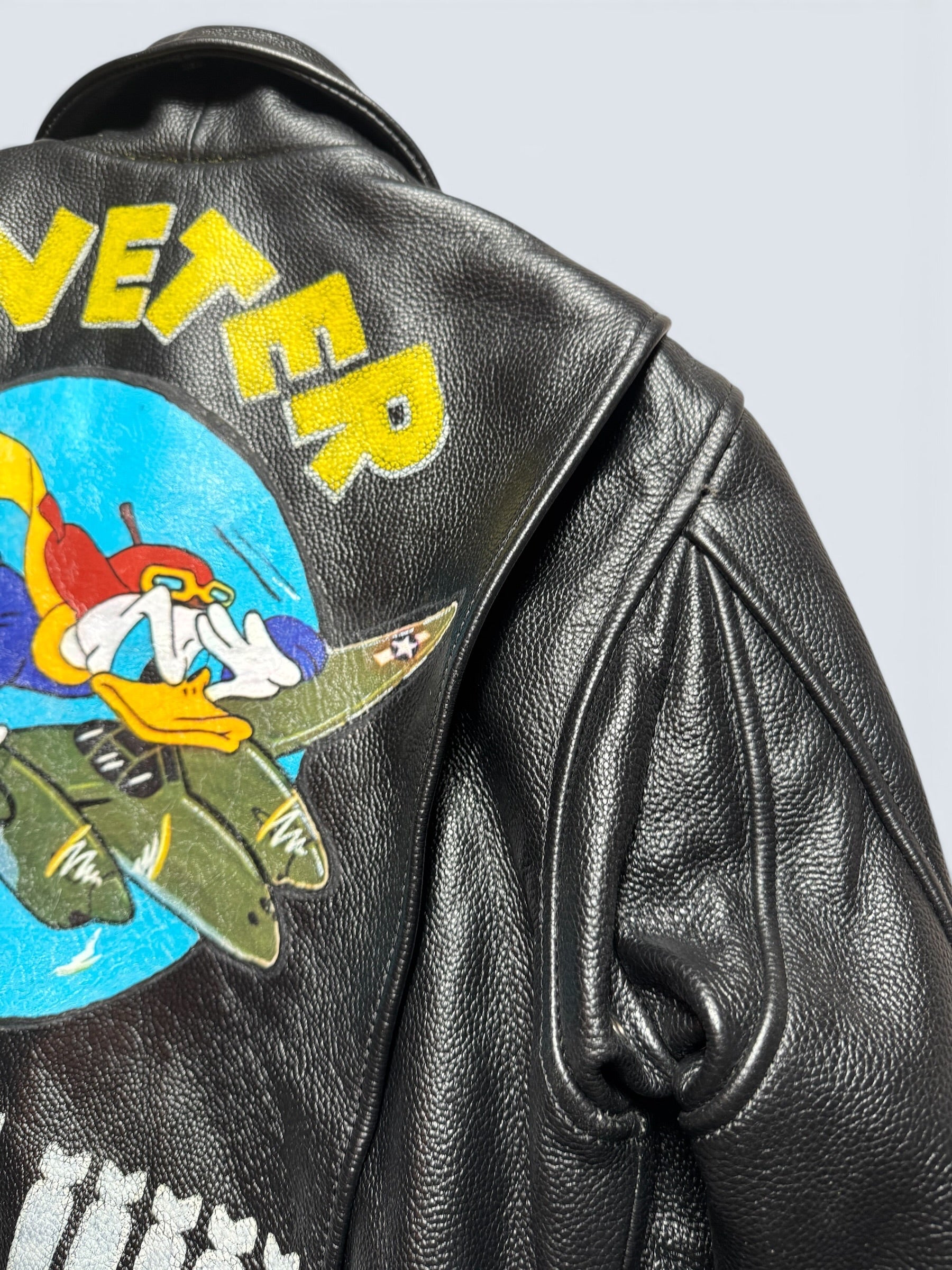 Jacket cuir cowhide flight G-1 Life Tools usn Donald Duck full patch black 90’s - M/L