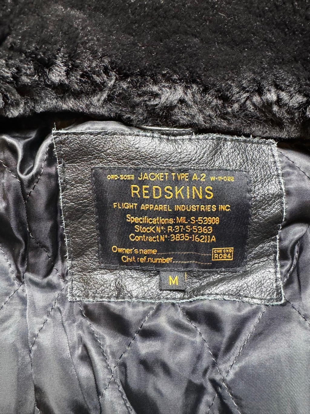 Jacket cuir bomber flight pilot Redskins A-2 full patch black vintage 00’s - M