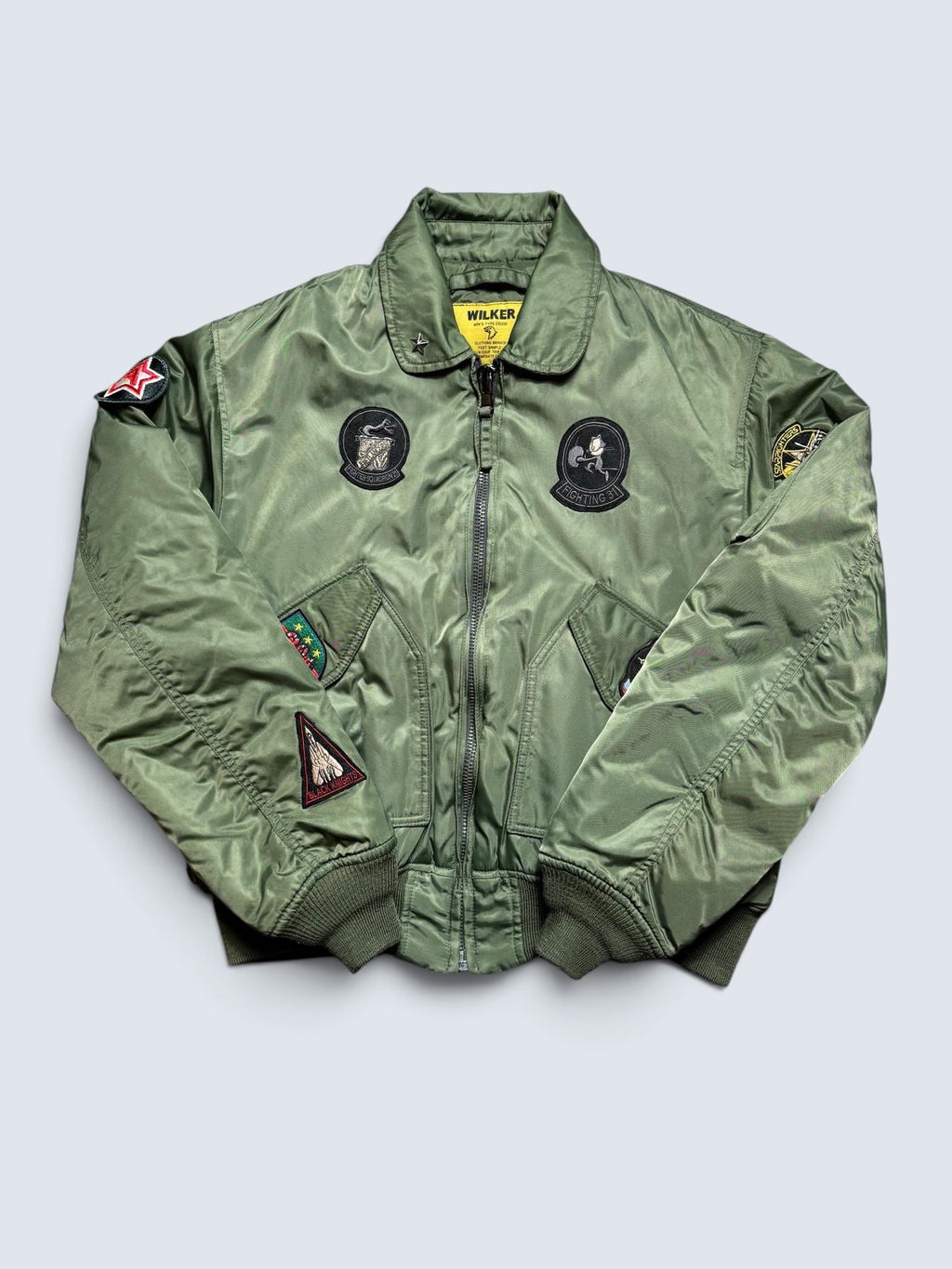 Jacket bomber flight CWU-45P Wilker Industries full patch kaki vintage 00’s - L