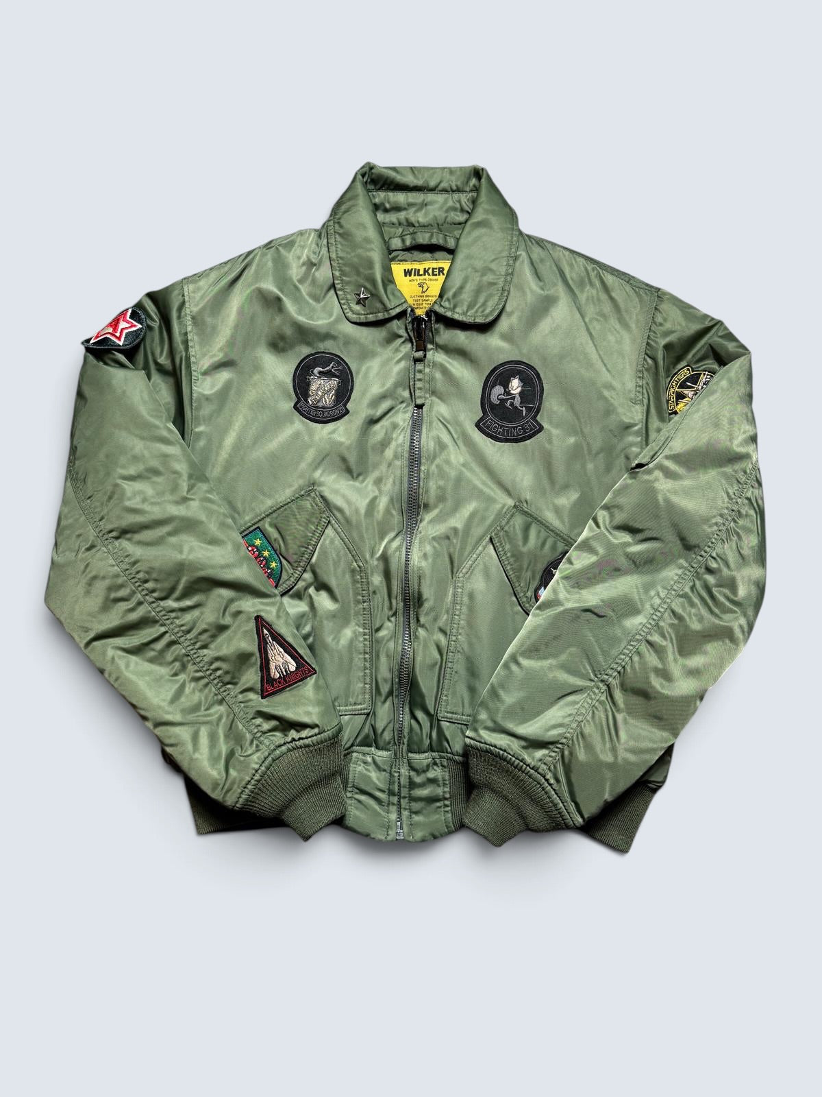 Jacket bomber flight CWU-45P Wilker Industries full patch kaki vintage 00’s - L