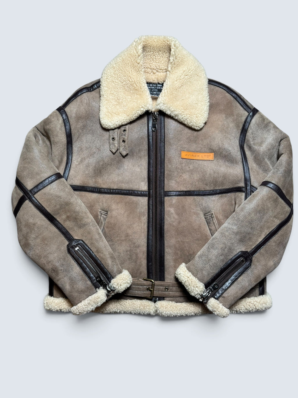 Jacket cuir flight shearling Irvin Avirex made in USA RAF grey vintage 80’s - 40 (L)