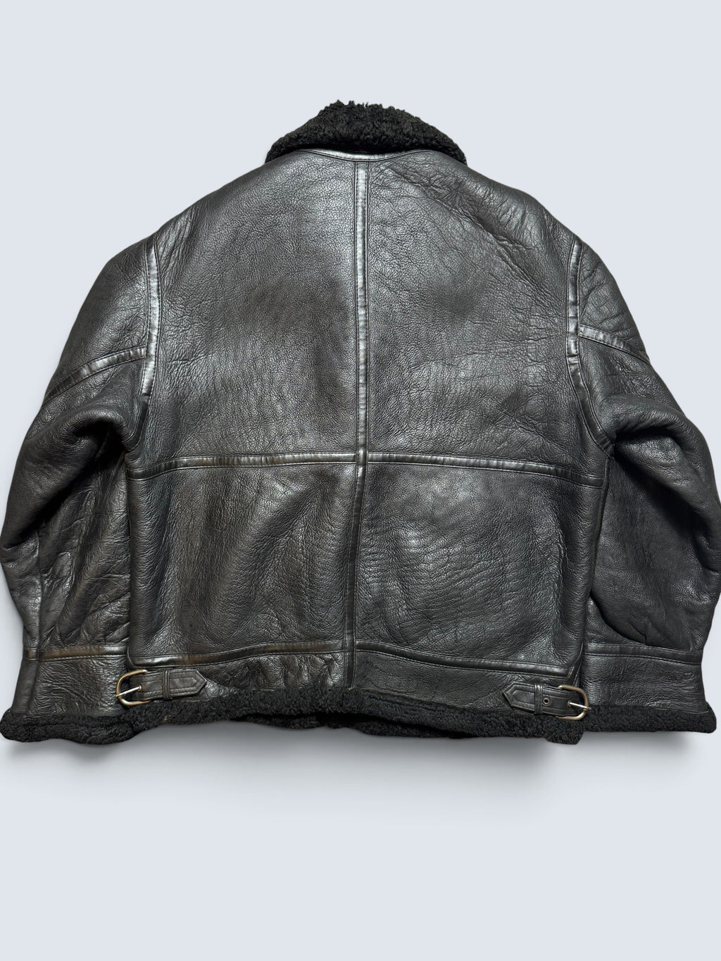 Jacket cuir bomber flight shearling aviator B-3 Aviation Co usaf black vintage 90’s - XL/XXL