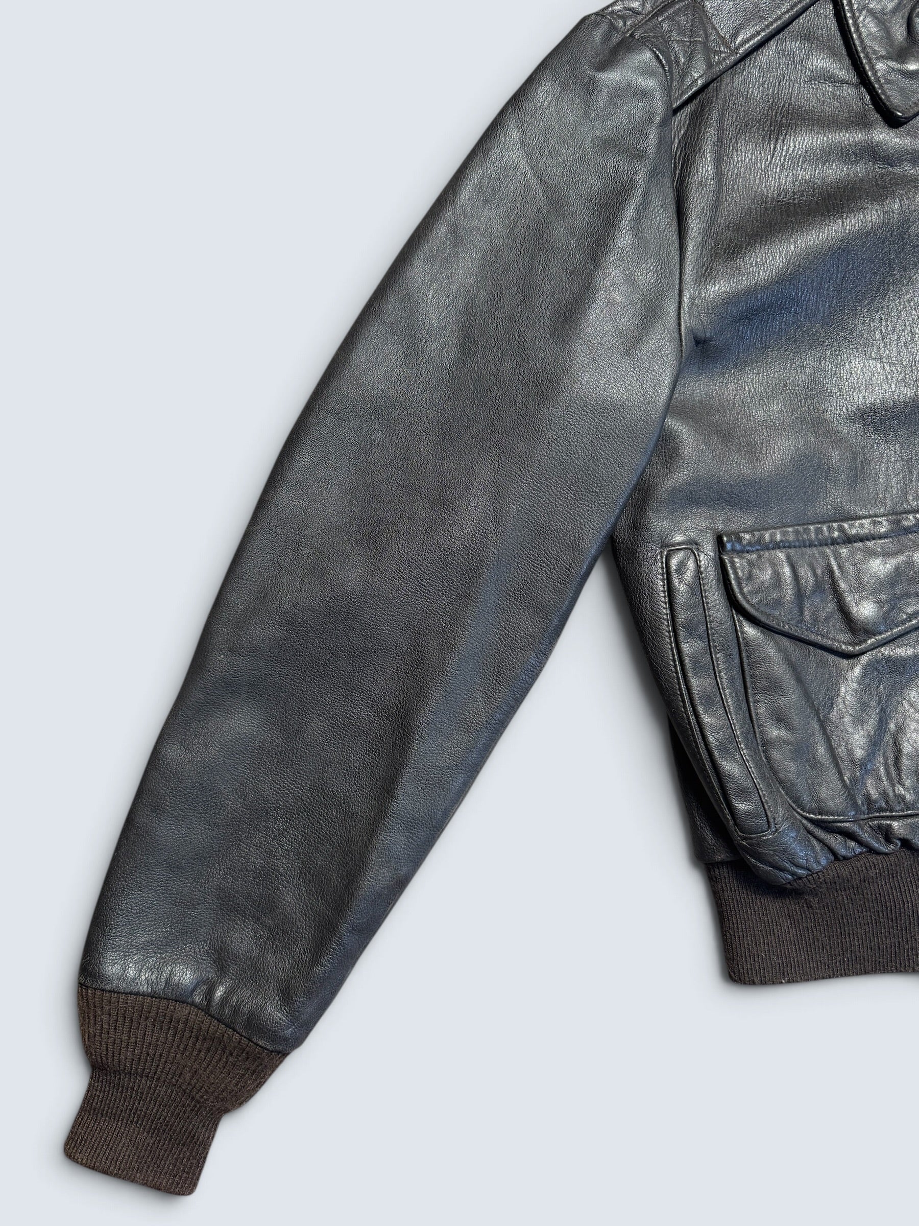 Jacket cuir cowhide flight A-2 Schott made in USA usaf black & brown 80’s - 40 (M)
