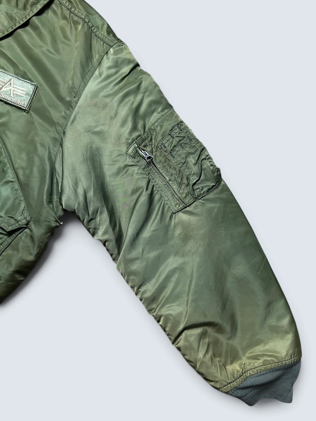 Jacket nylon flight CWU-45/P Alpha Industries made in USA usaf patch sage green 90’s - XL