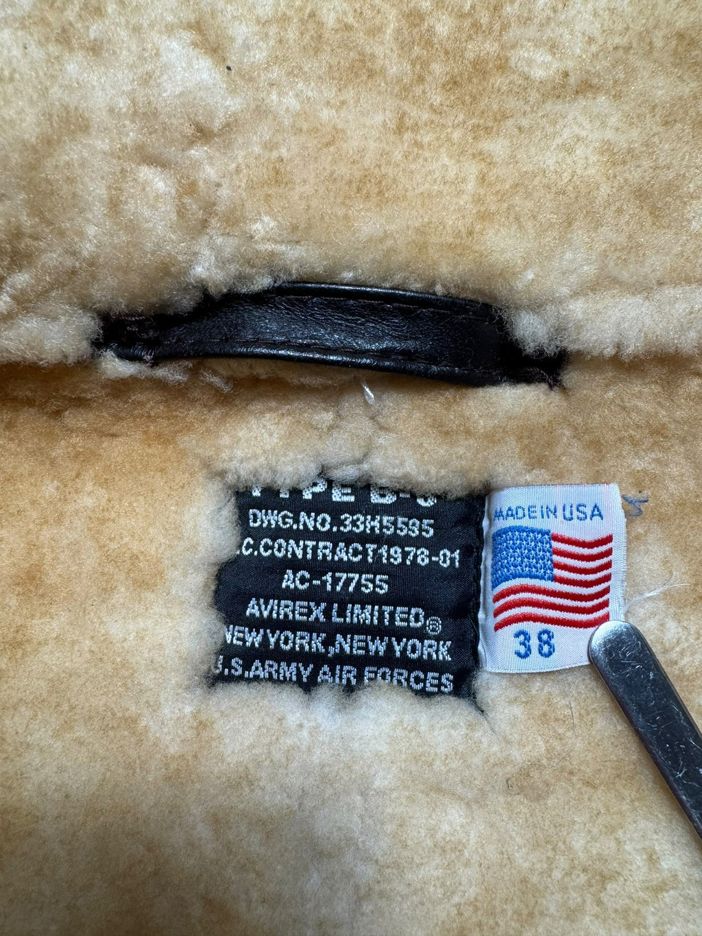 Jacket cuir flight shearling B-3 Avirex made in USA usaf black vintage 80’s - 38 (M)