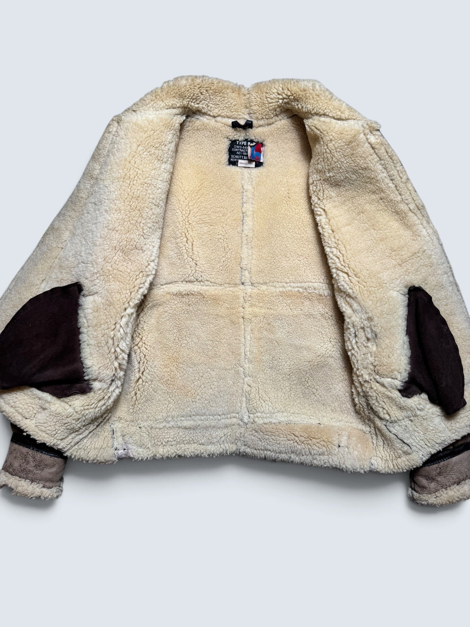 Jacket cuir flight shearling B-3 Schott made in USA usaf brown vintage 80’s - 38 (M)