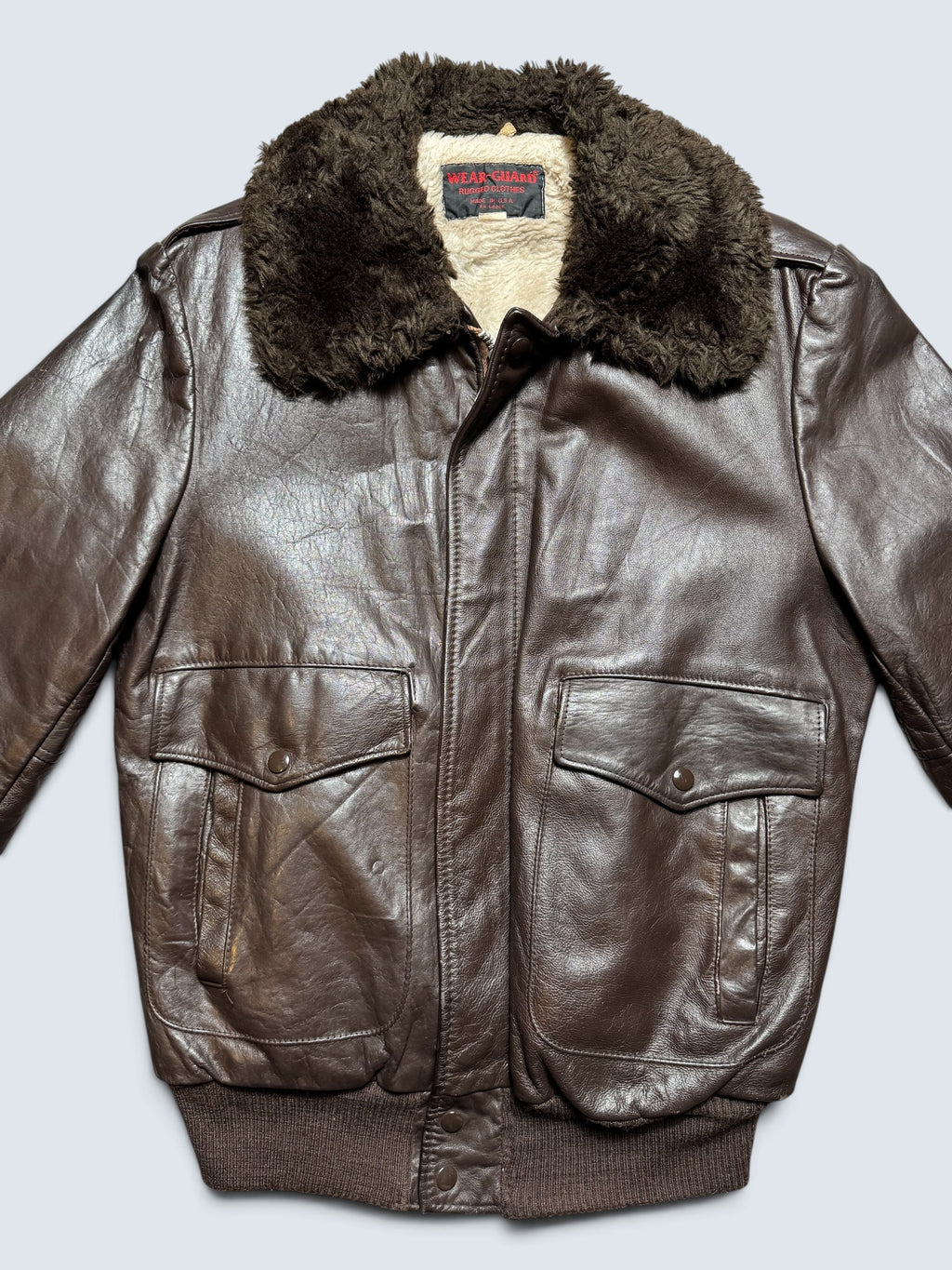 Jacket cuir cowhide flight bomber Wear-Guard made in USA brown 70’s - 42 (L)