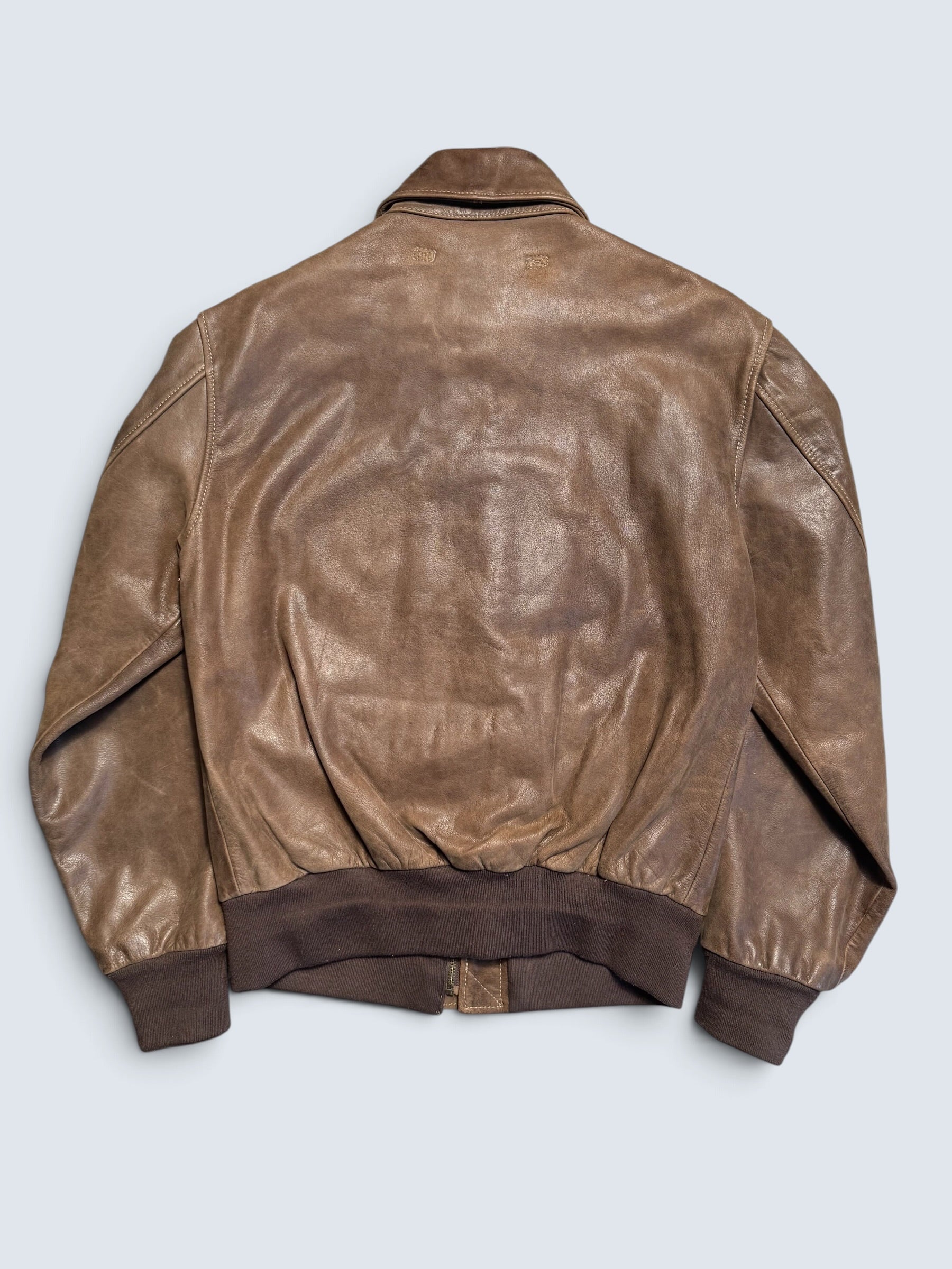 Jacket cuir cowhide flight A-2 Willis & Geiger usa usaf patch brown 90’s - 36 (S/M)