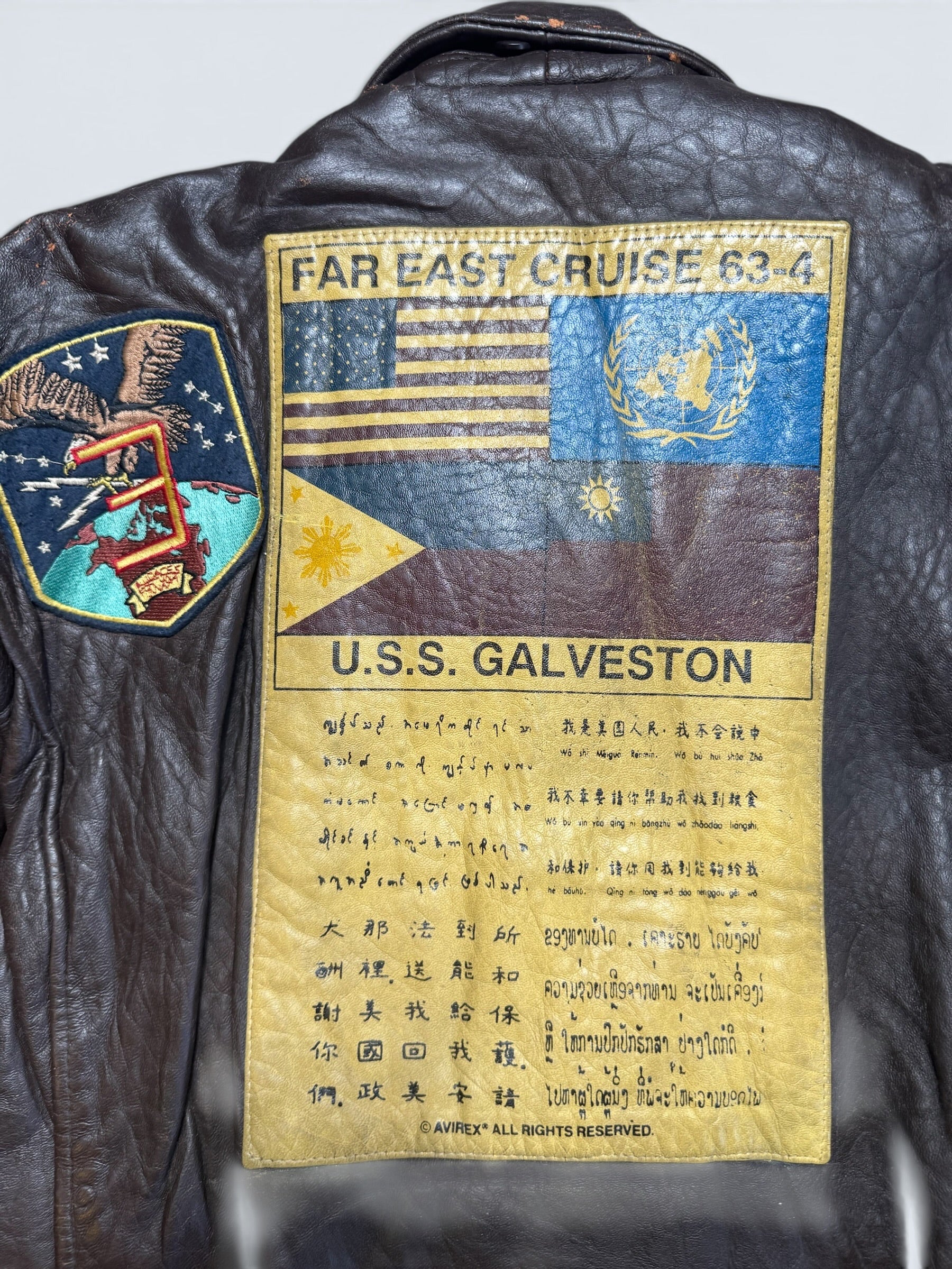 Jacket cuir cowhide flight G-1 Avirex Top Gun usn full patch black vintage 90’s - S/M