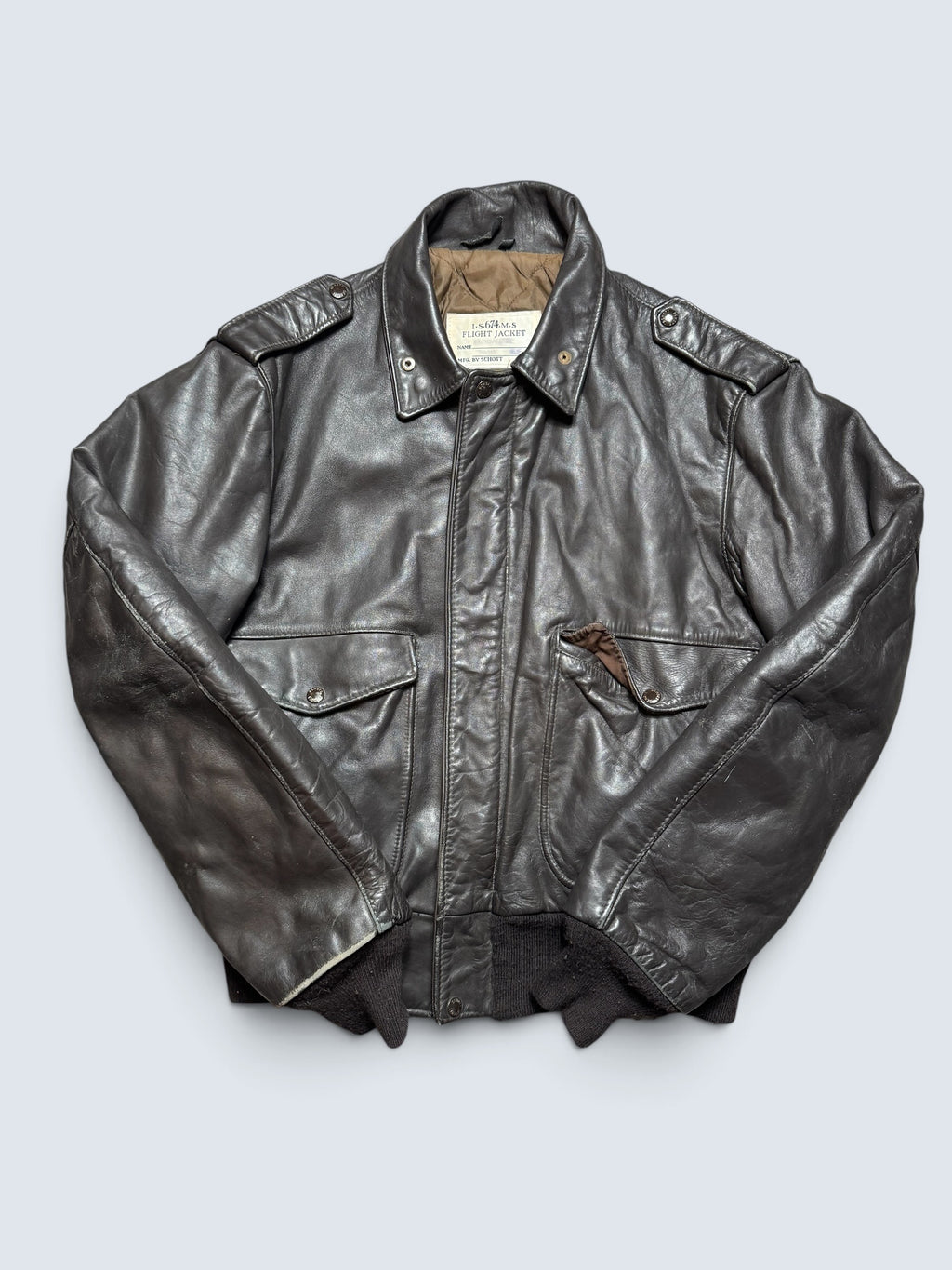 Jacket cuir cowhide flight bomber Schott NYC 674MS made in USA black 80’s - 44 (L)