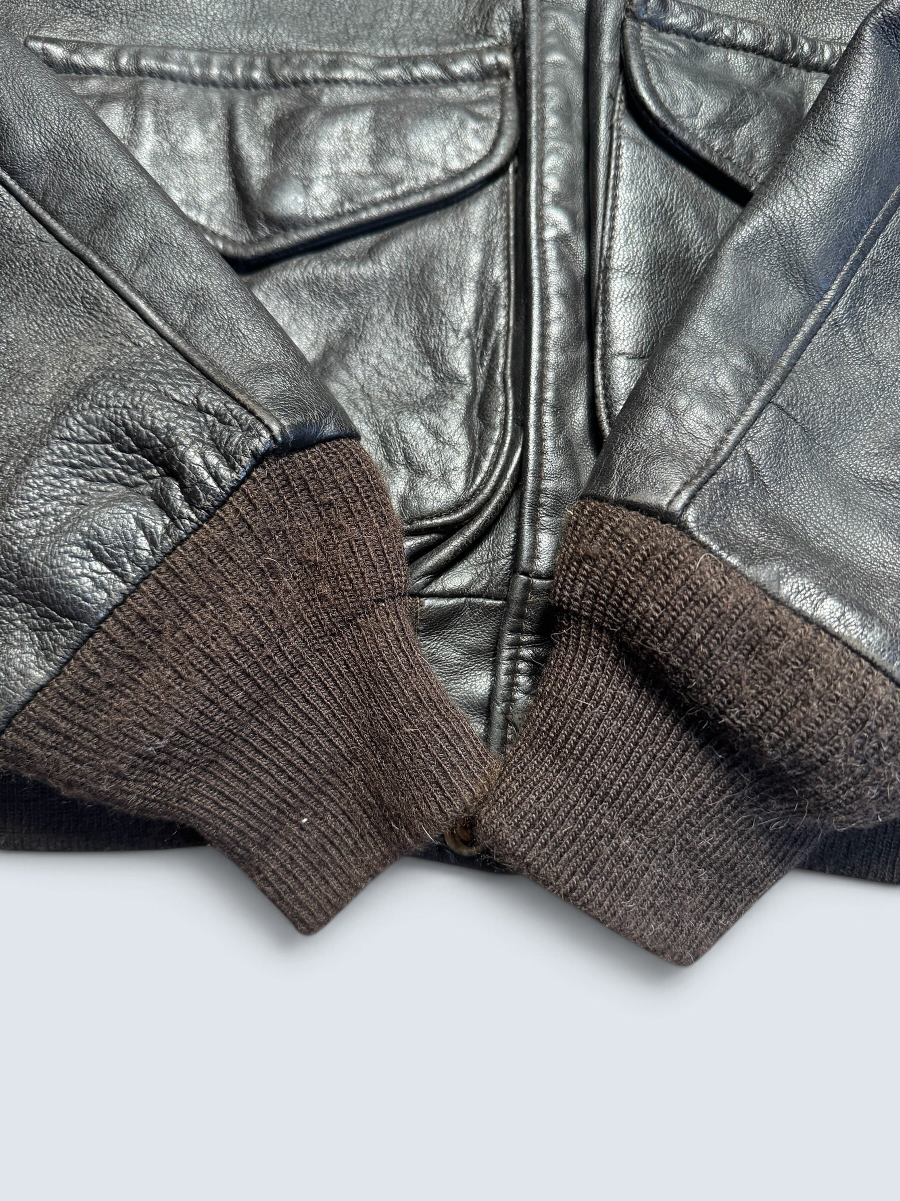 Jacket cuir cowhide flight A-2 Schott made in USA usaf black & brown 80’s - 40 (M)