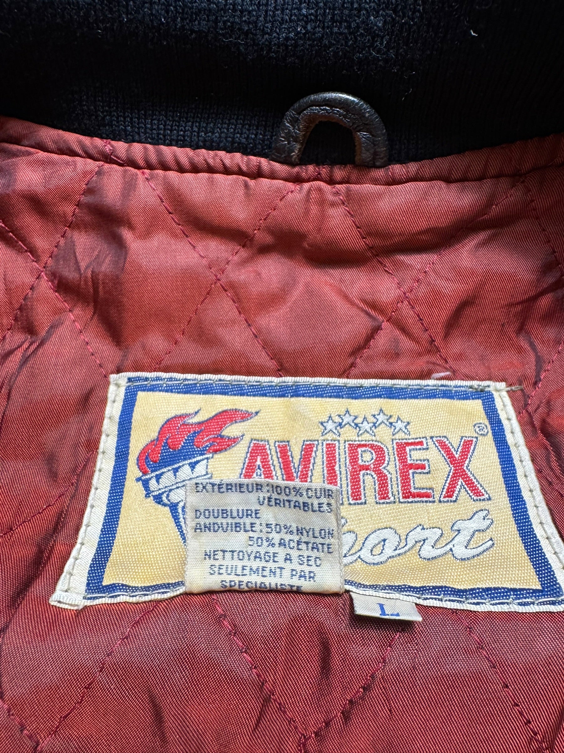 Jacket cuir varsity sport Avirex the last frontier co champs MSL black 80’s - M/L