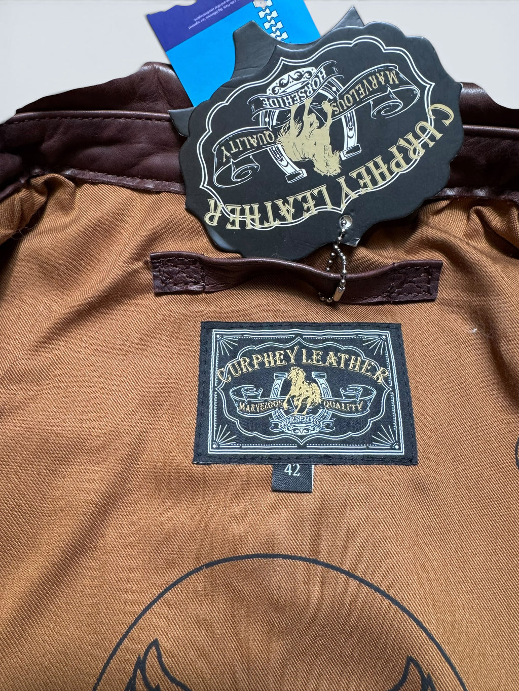 Jacket cuir horsehide flight A-2 Curphey Leather Hell's Angels patch & nose art usaf brown - 42 (L)