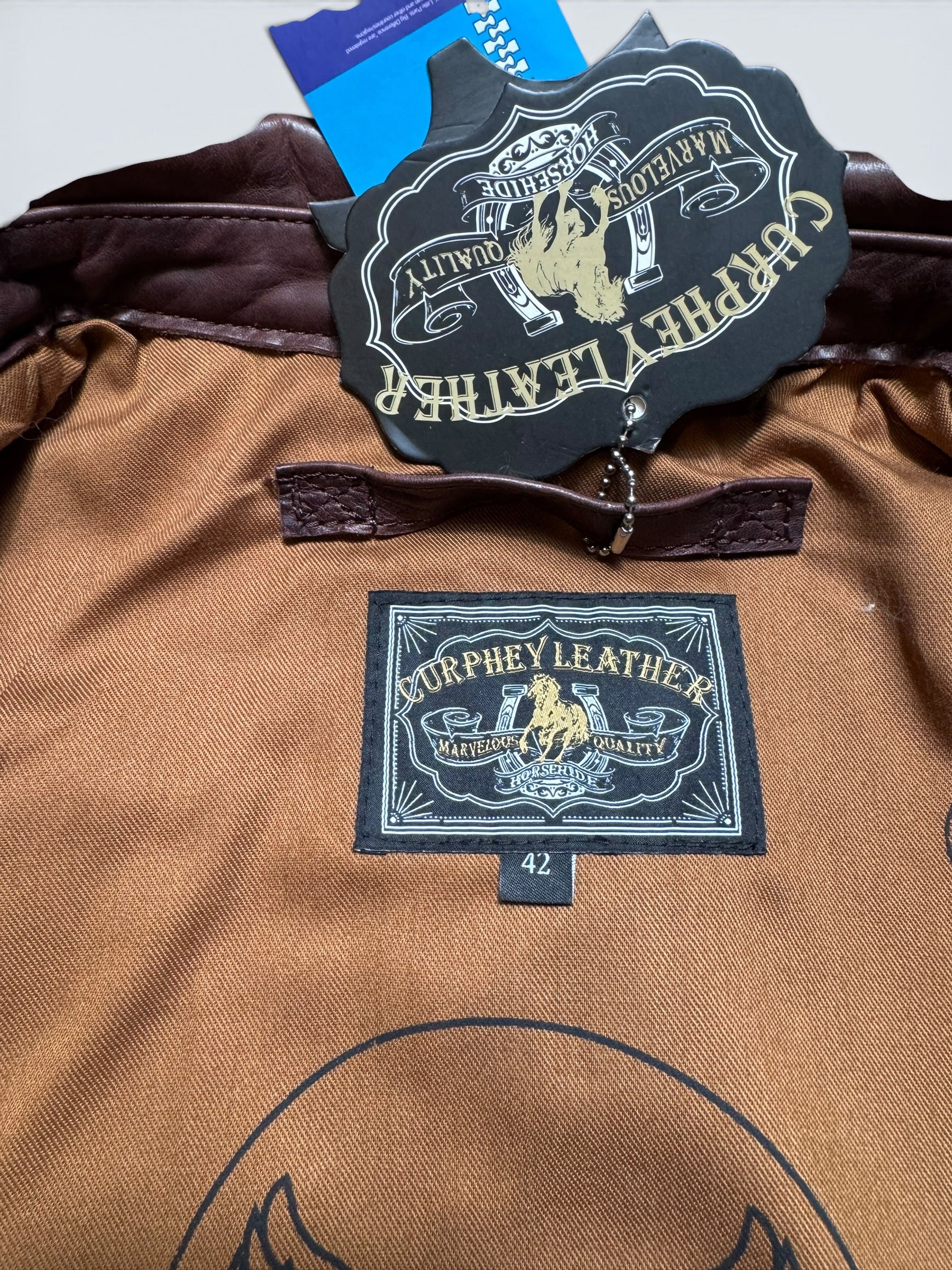 Jacket cuir horsehide flight A-2 Curphey Leather Hell's Angels patch & nose art usaf brown - 42 (L)