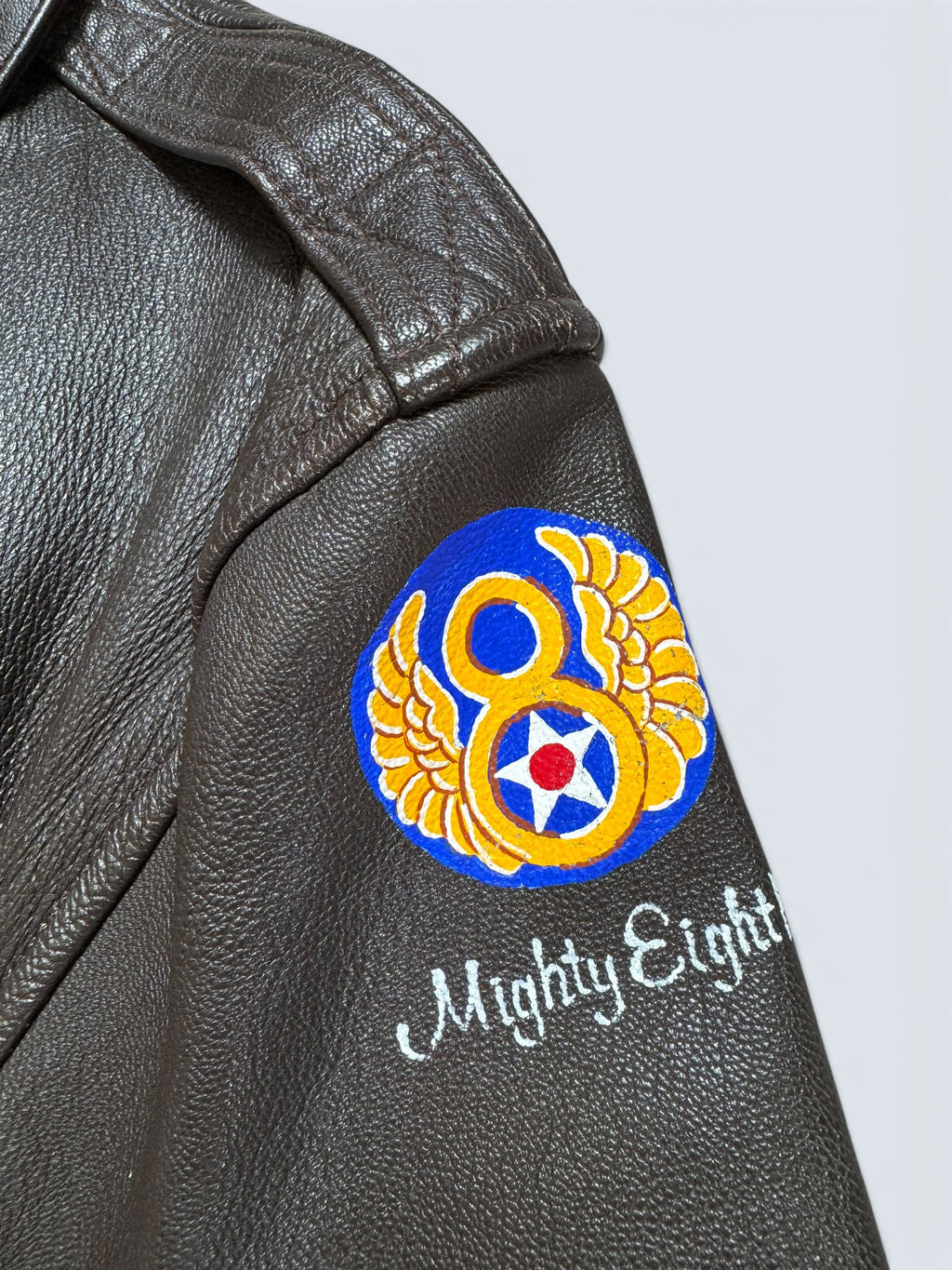 Jacket cuir goatskin flight A-2 Cooper usa usaf Little Gem nose art patch black 80’s - 38 (M)
