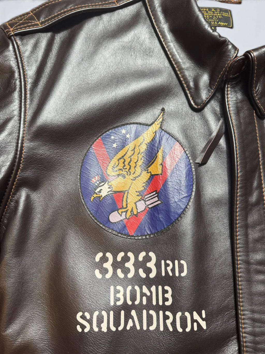 Jacket cuir cowhide flight A-2 Avirex LTD Japan exclusive usaf nose art full patch black - 44 (XL)