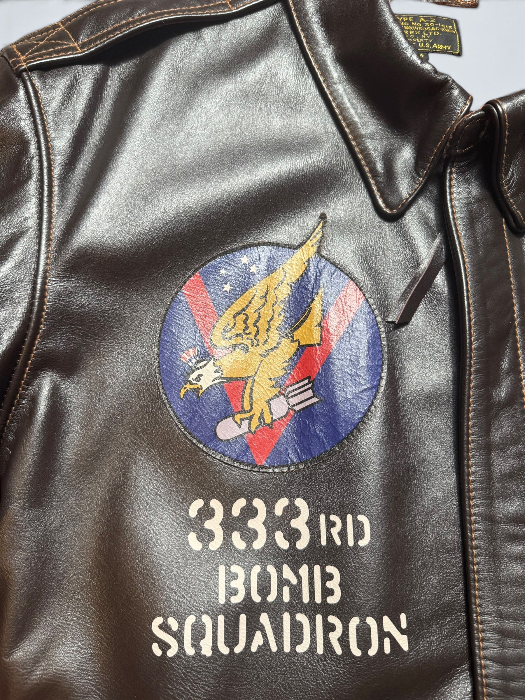 Jacket cuir cowhide flight A-2 Avirex LTD Japan exclusive usaf nose art full patch black - 44 (XL)