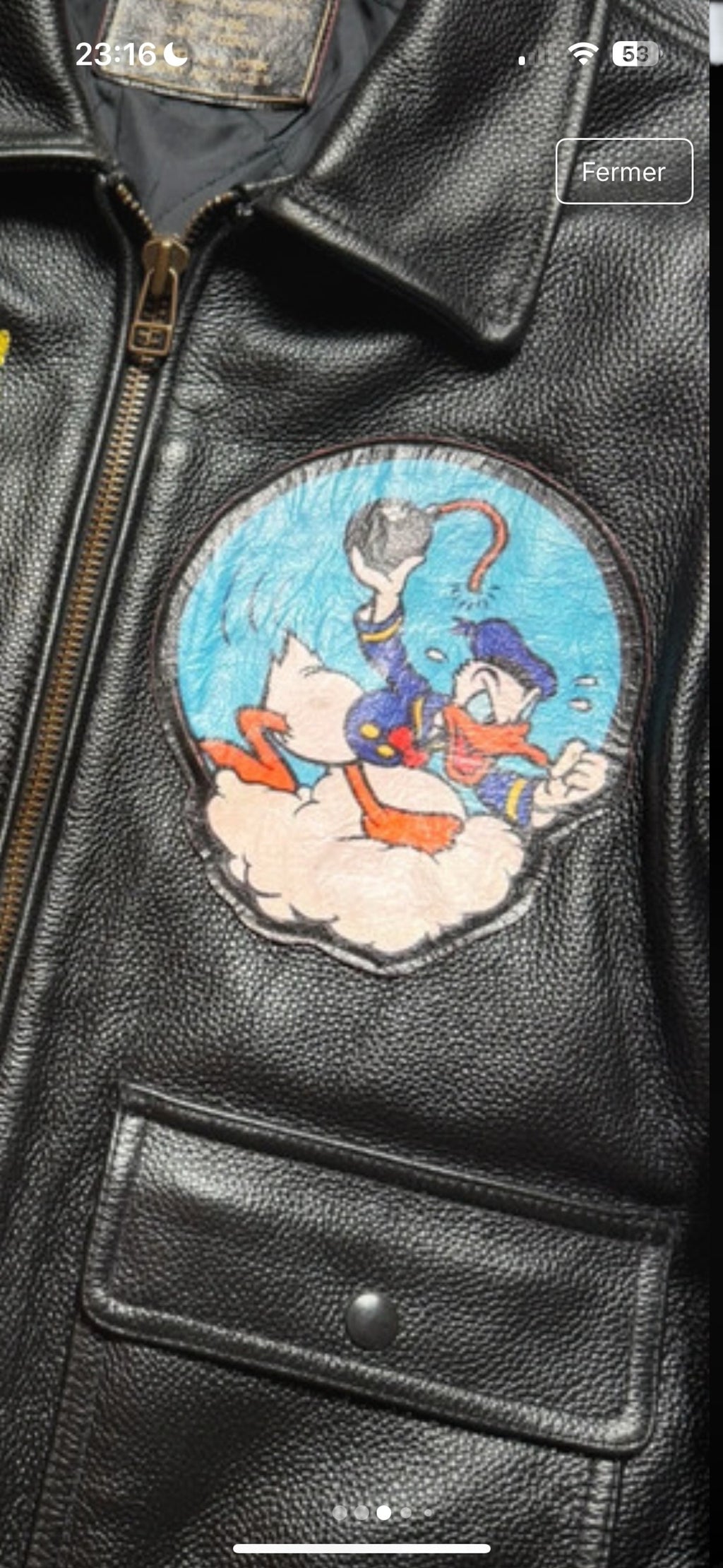 Jacket cuir cowhide flight G-1 Life Tools usn Donald Duck full patch black 90’s - M/L