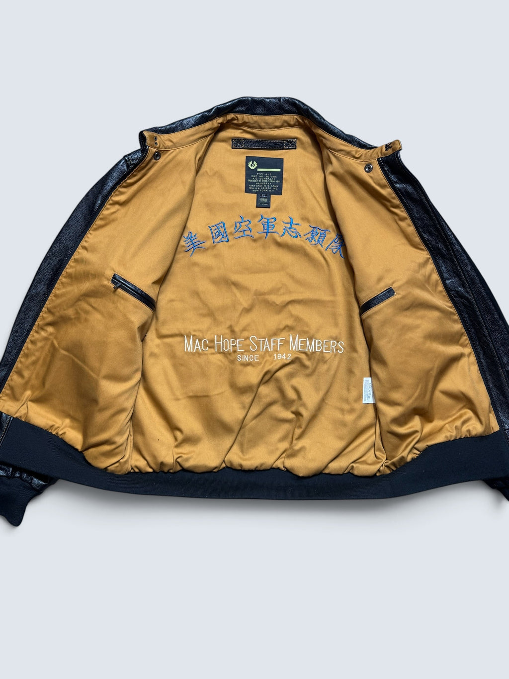 Jacket cuir bomber flight A-2 Willis & Geiger usaf black 00's - L