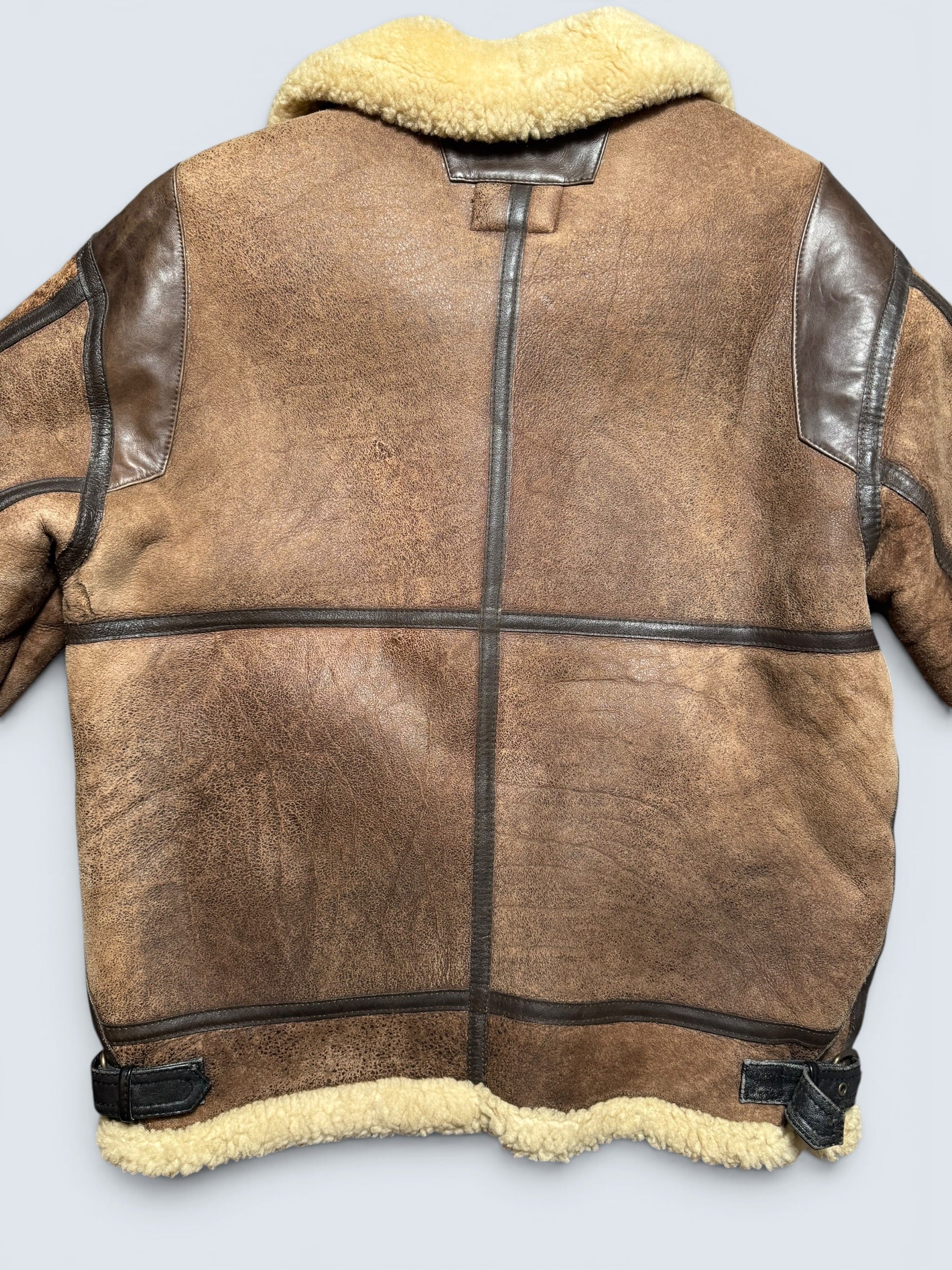 Jacket cuir flight shearling B-3 Dog Fight usaf 430th patch brown vintage 90’s - L/XL