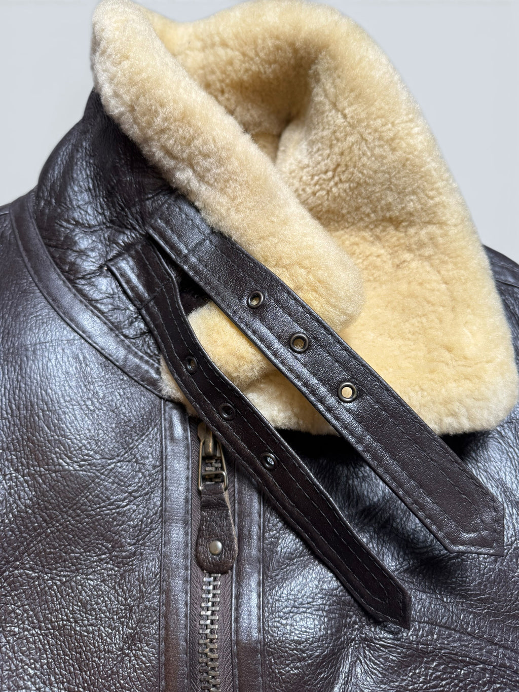 Jacket cuir bomber flight shearling aviator B-3 usaf black vintage 90’s - L