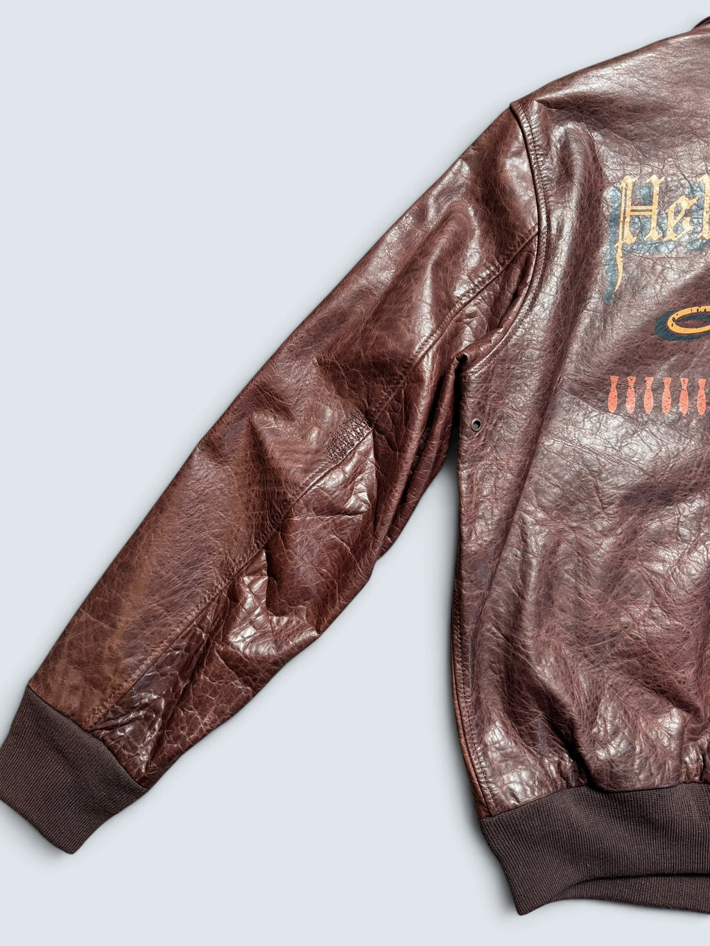 Jacket cuir horsehide flight A-2 Curphey Leather Hell's Angels patch & nose art usaf brown - 42 (L)