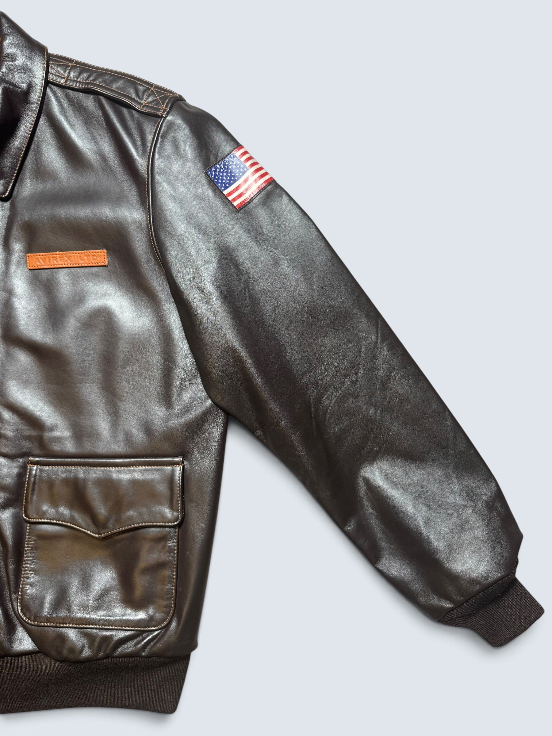 Jacket cuir cowhide flight A-2 Avirex LTD Japan exclusive usaf nose art full patch black - 44 (XL)