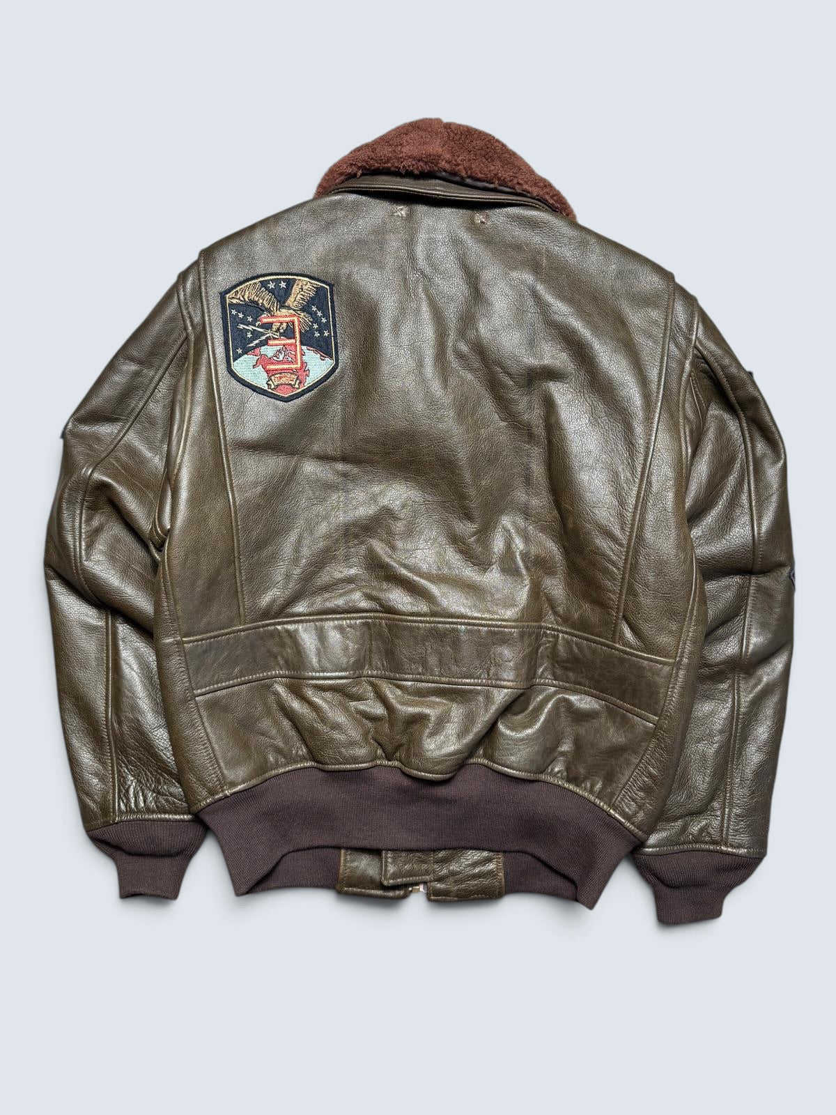 Jacket cuir cowhide flight G-1 Avirex LTD Japan exclusive Top Gun usn full patch brown 00’s - L