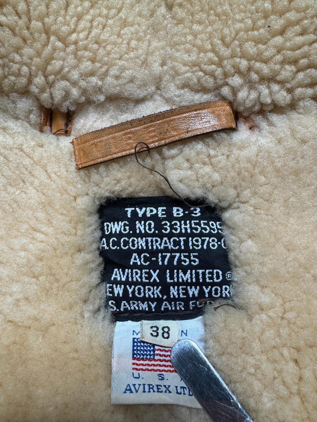 Jacket cuir flight shearling B-3 Avirex made in USA usaf brown vintage 80’s - 38 (M)