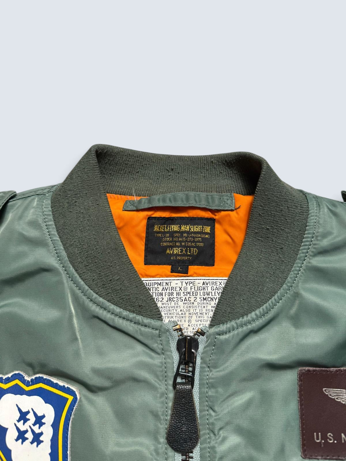Jacket bomber flight L-2b Avirex ltd Blue Angels usn full patch kaki vintage 00’s - M/L