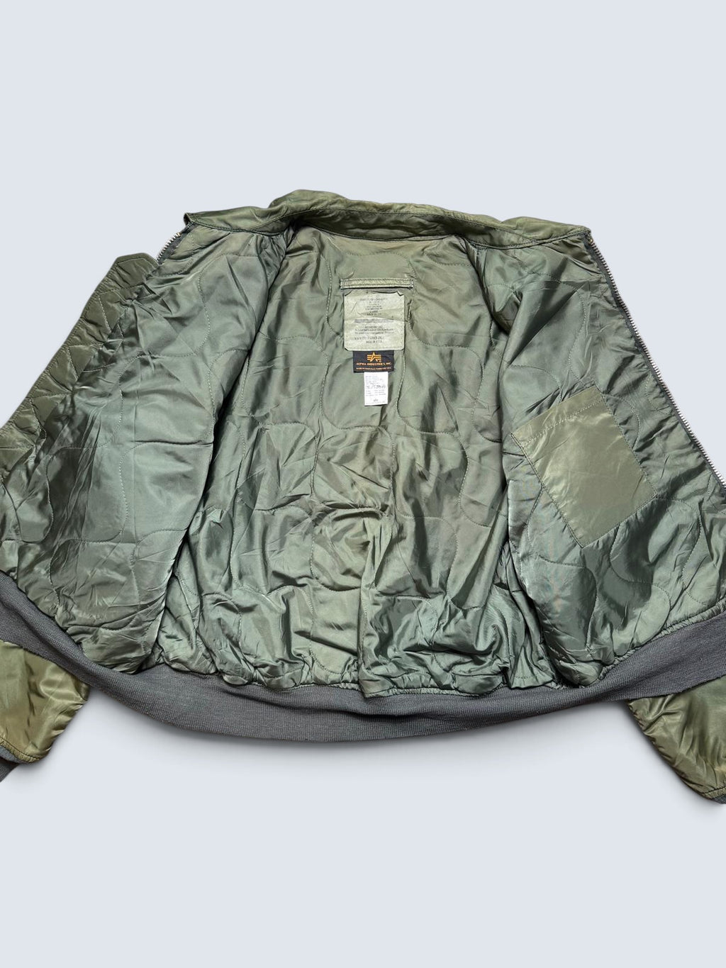 Jacket nylon flight CWU-45/P Alpha Industries made in USA usaf patch sage green 90’s - XL
