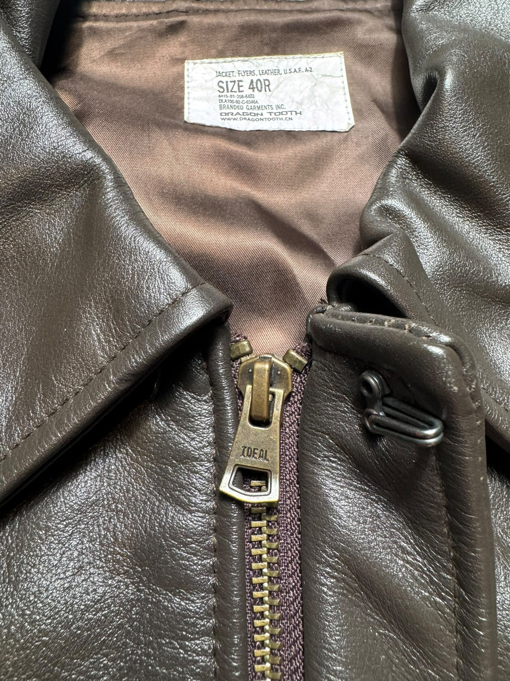Jacket cuir bomber flight A-2 Dragon Tooth velcro patch usaf black - 40 (M/L)