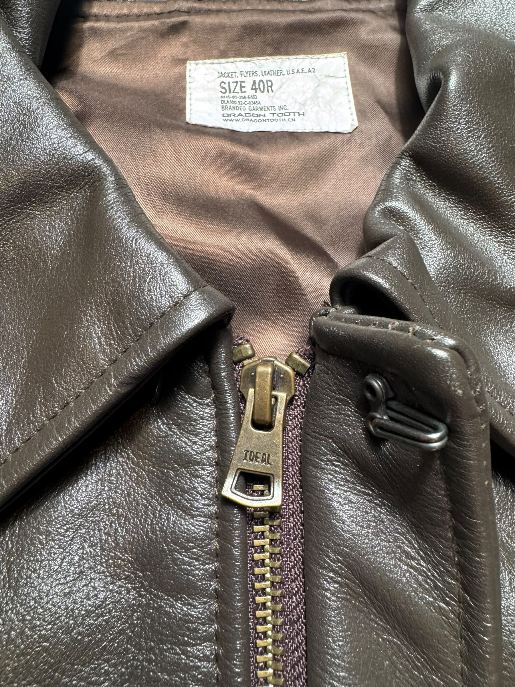 Jacket cuir bomber flight A-2 Dragon Tooth velcro patch usaf black - 40 (M/L)