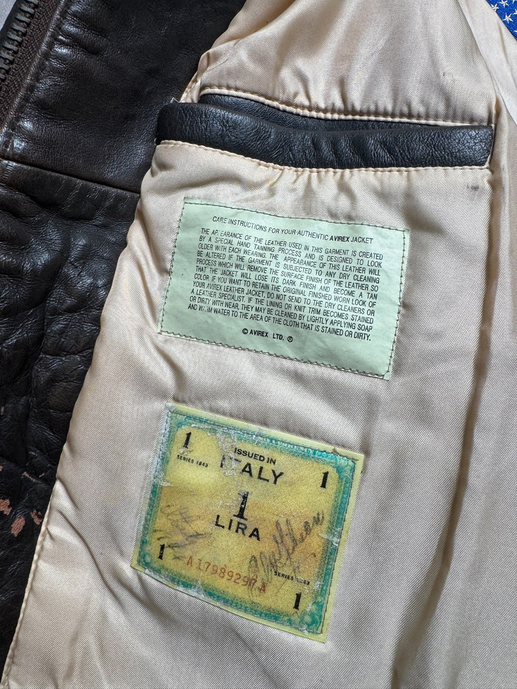 Jacket cuir cowhide flight A-2 Avirex usaf Glenn Millers nose art black 1998 - XL